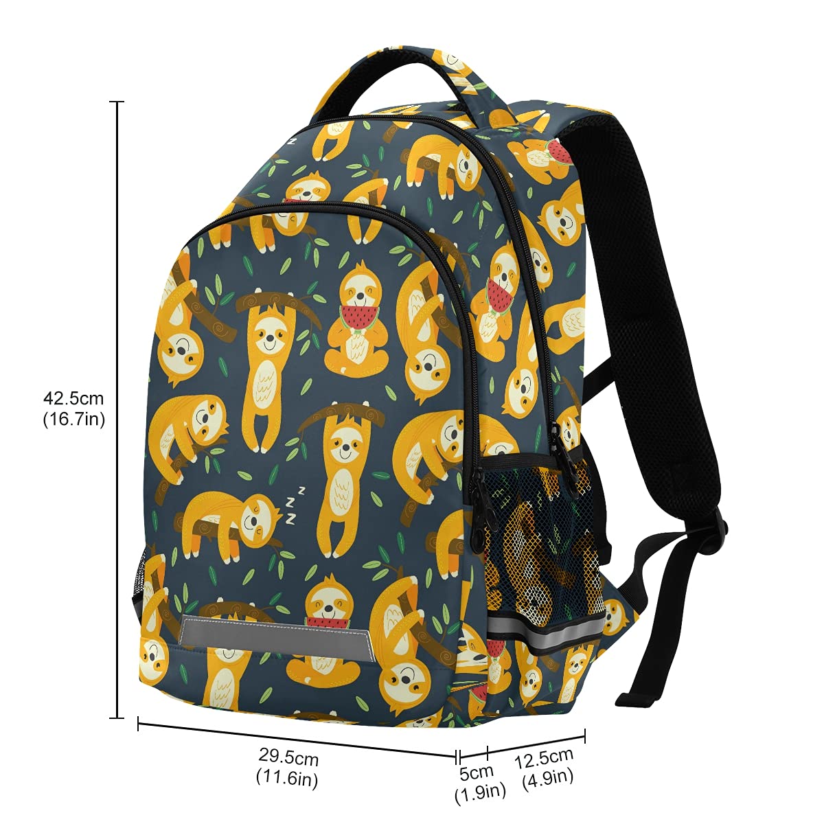 Funny Sloth Print School Backpack with Adjustable Chest Strap - Lightweight Laptop Backpack for Boys & Girls, Durable Travel & Hiking Rucksack - Perfect for School, College, Outdoor Adventures & Daily Commute