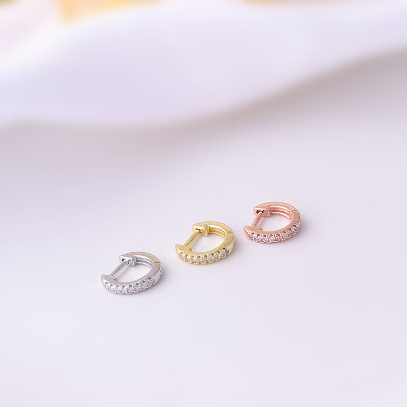 18K Rose Gold Swallow Heart Tiny Cartilage Hoop Earrings for Women - Dainty Minimalist Stud Earrings for Helix, Tragus, or Lobe Piercing - Perfect for Everyday Wear, Date Night & Gifts