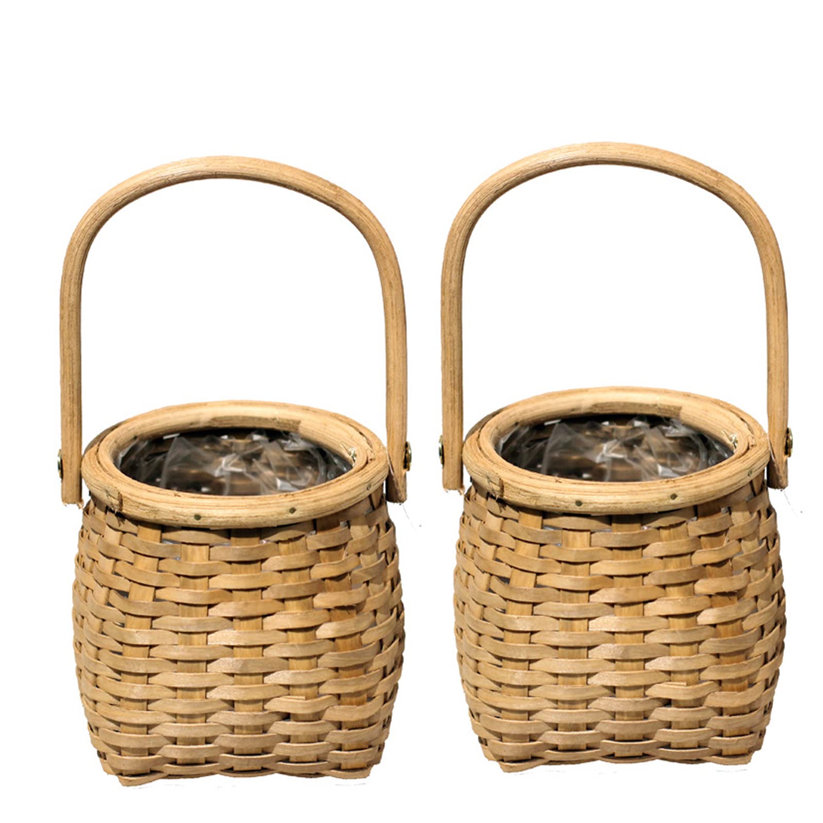 Wnvivi Set of 2 Wicker Rattan Flower Baskets with Handles - Rustic Mini Picnic Baskets for Wedding Flower Girls, Home Decor & Floral Arrangements | Perfect for Bridal Showers, Garden Parties & Boho Weddings