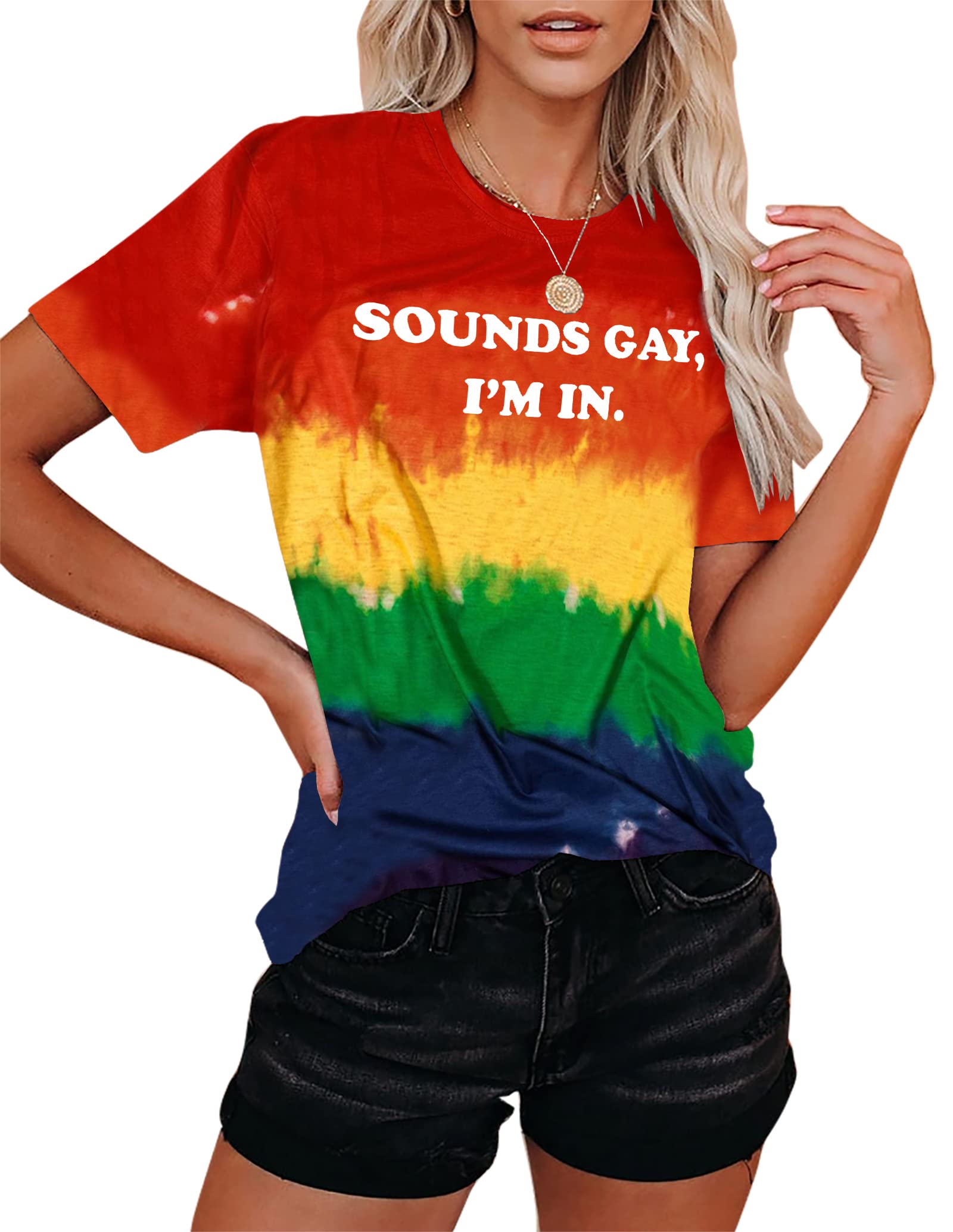 Pride T-Shirts for Women - Rainbow Heart Graphic Tees | LGBT Casual Short Sleeve Tops for Pride Month, LGBTQ+ Events & Everyday Wear