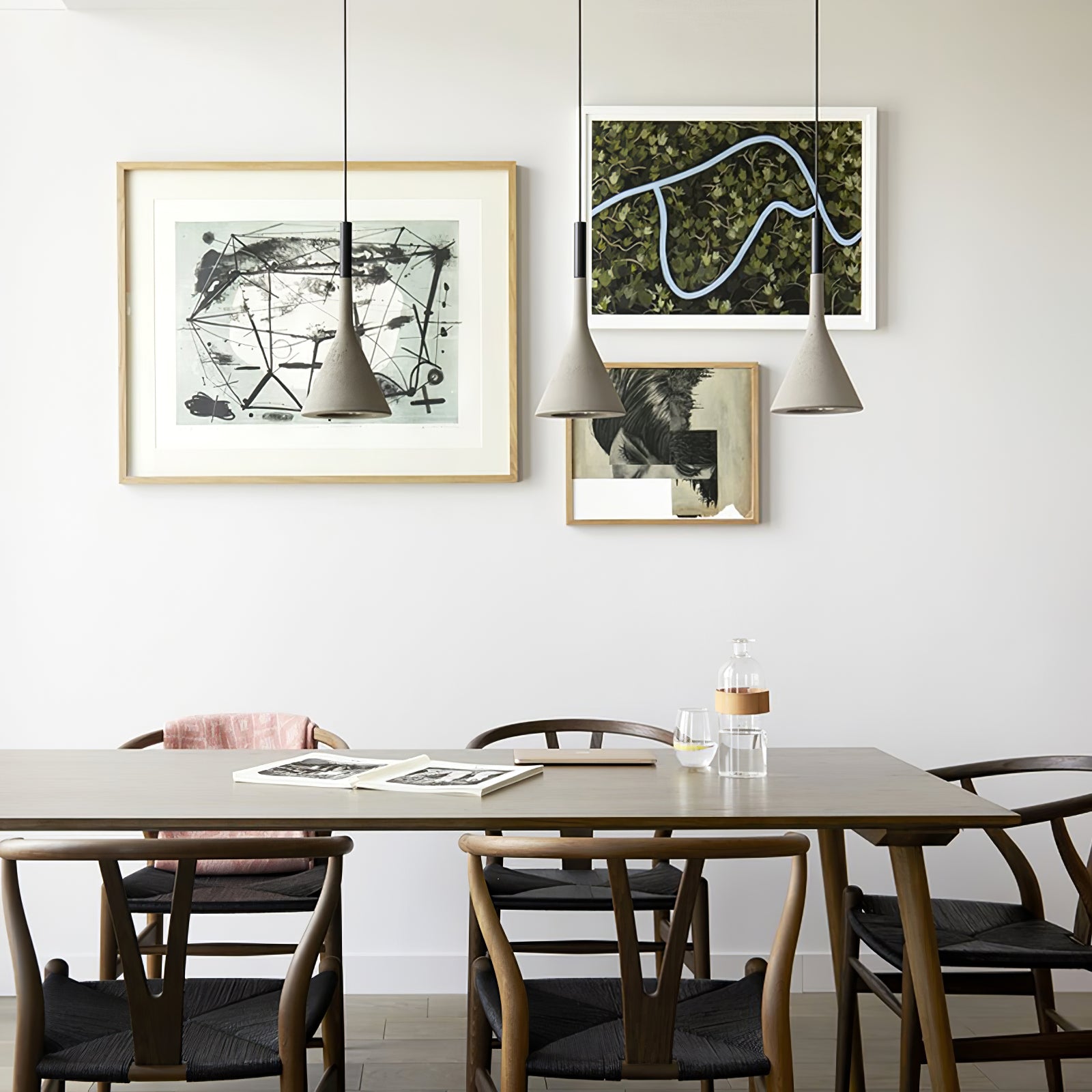 Modern Conical Concrete Pendant Light - Industrial Style Hanging Lamp for Kitchen Island, Dining Room & Living Room Decor