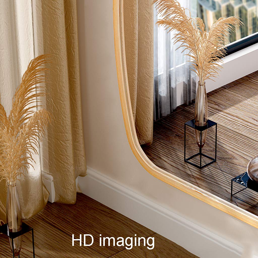 Full-Length Wall Mirror with Bamboo Frame - 43x74cm Dressing Mirror for Bedroom & Living Room - Elegant Home Decor & Functional Entryway Mirror for Daily Outfit Checks & Space Enhancement
