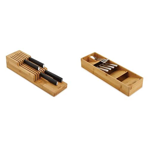 Joseph Joseph Bamboo DrawerStore Knife Organizer - Compact Flatware & Silverware Tray for Kitchen Drawers | Perfect for Organizing Knives, Forks, Spoons & Kitchen Utensils | Ideal for Home, Restaurant & Office Use