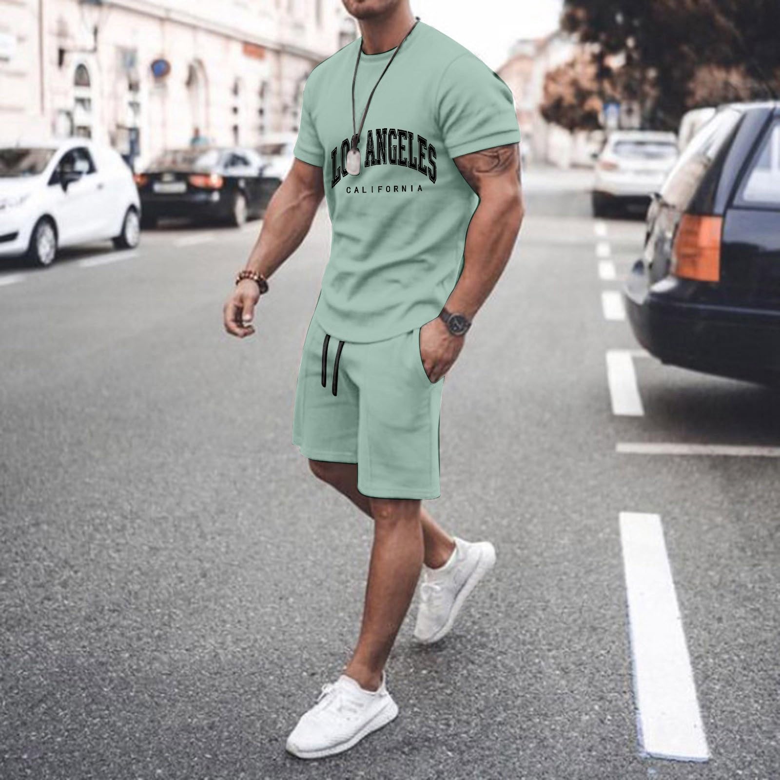 Men's 2-Piece Short Sets - Trendy Pattern Short Sleeve T-Shirt & Matching Shorts | Summer Casual Outfits for Vacation, Beach, Workout & Lounge Wear