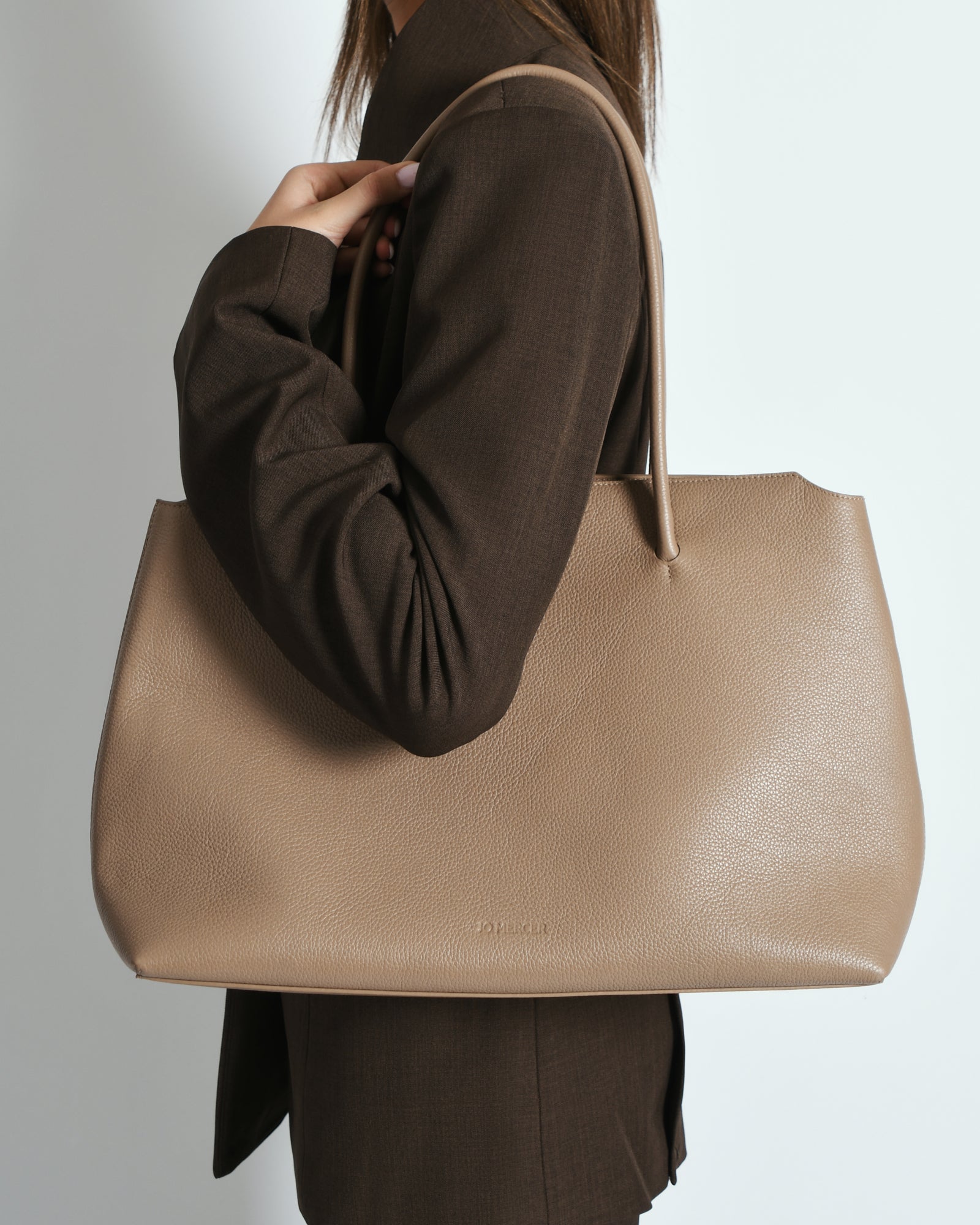 Premium Harvey Tote Bag in Soft Taupe Leather - Stylish & Durable Women's Handbag for Work, Travel & Everyday Use
