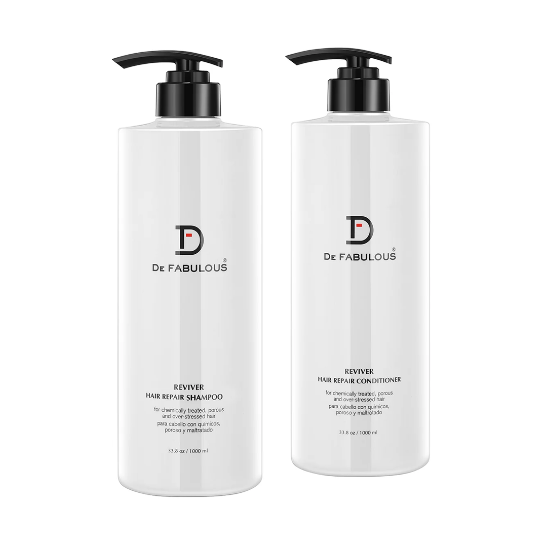 DE FABULOUS | Hair Repair Shampoo & Conditioner Set for Damaged Hair - Sulfate Free, Keratin Enriched, Color Safe - Perfect for Dry, Frizzy & Chemically Treated Hair at Home or Salon Use