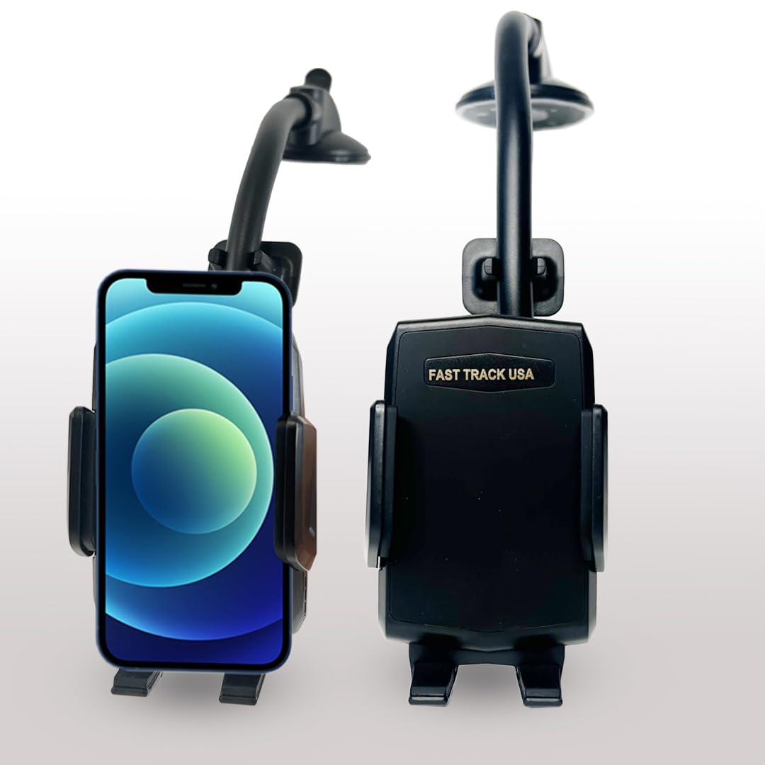 Long Neck Anti-Shake Car Phone Mount Holder - Universal Smartphone Stand for Windshield & Dashboard with Strong Suction Cup - Compatible with iPhone, Samsung, Google Pixel - Perfect for GPS Navigation & Hands-Free Driving