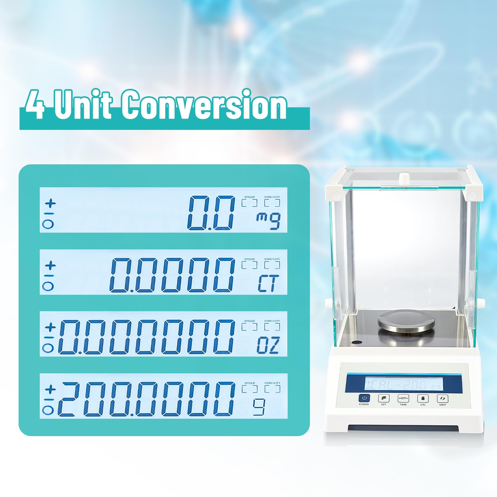 220g x 0.1mg High Precision Digital Analytical Lab Scale | Scientific Balance 0.0001g Accuracy | Jewelry, Coin, Powder & Diamond Weighing Scale with Calibration Weights & RS232 Interface | Perfect for Laboratories, Pharmacies & Jewelry Stores