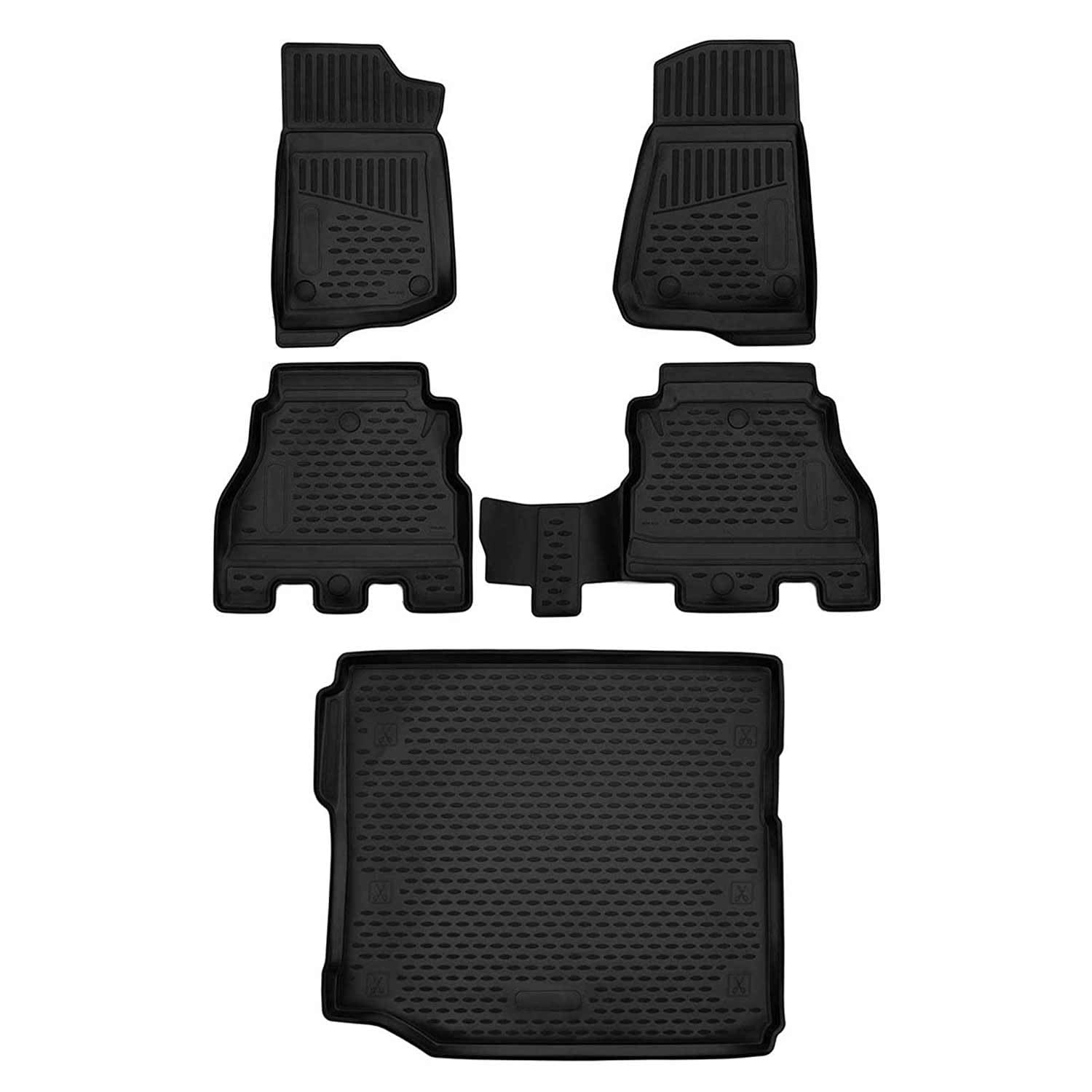 OMAC Custom All-Weather Floor Mats & Cargo Liners for Jeep Wrangler 2018-2025 4 Door - 5 Piece Set in Black | Perfect for Off-Roading, Camping & Daily Driving Protection