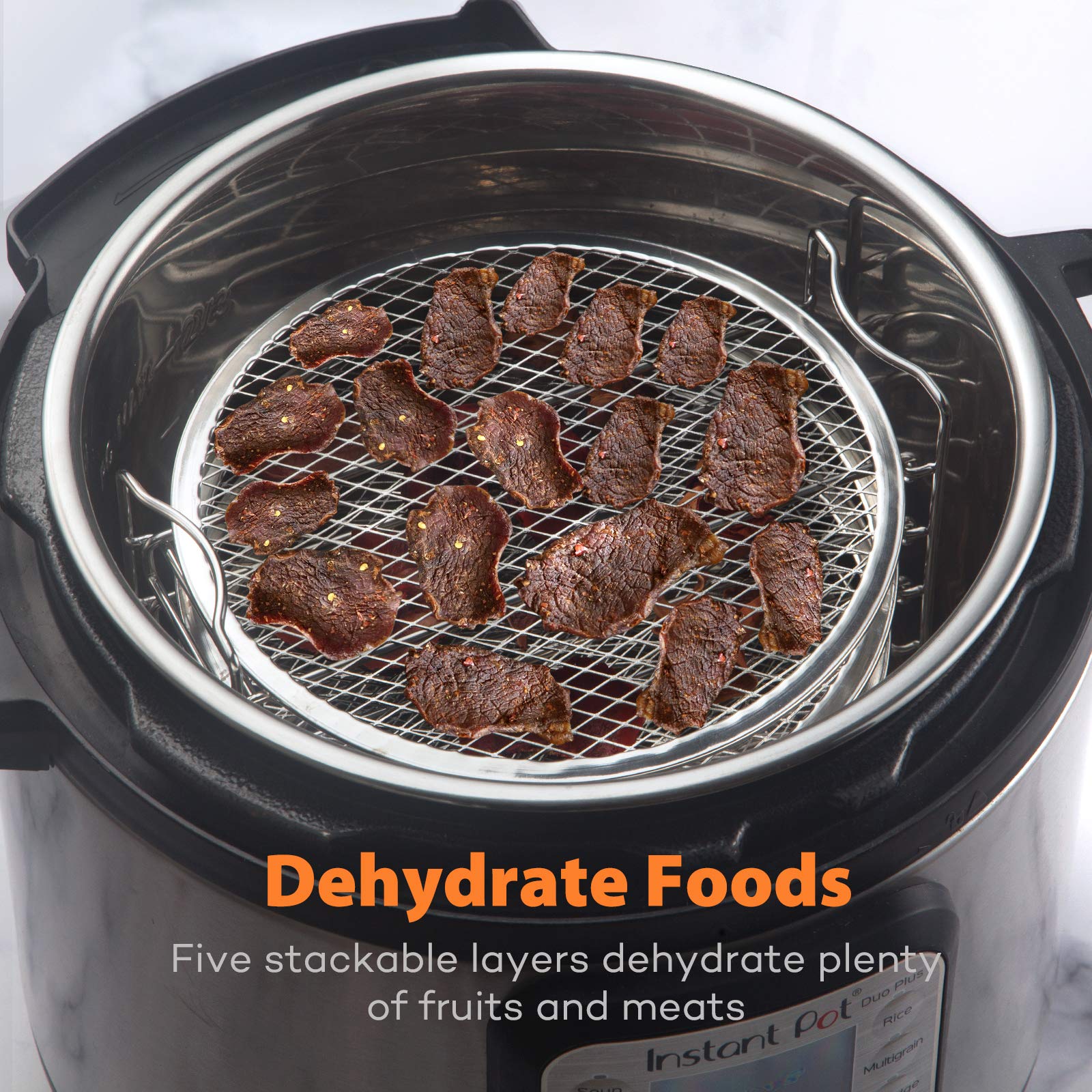 **SICHEER Stainless Steel Dehydrator Rack Stand - Compatible with Instant Pot Air Fryer Crisp Lid 6 Quart - Perfect for Drying Fruits, Vegetables & Jerky at Home**