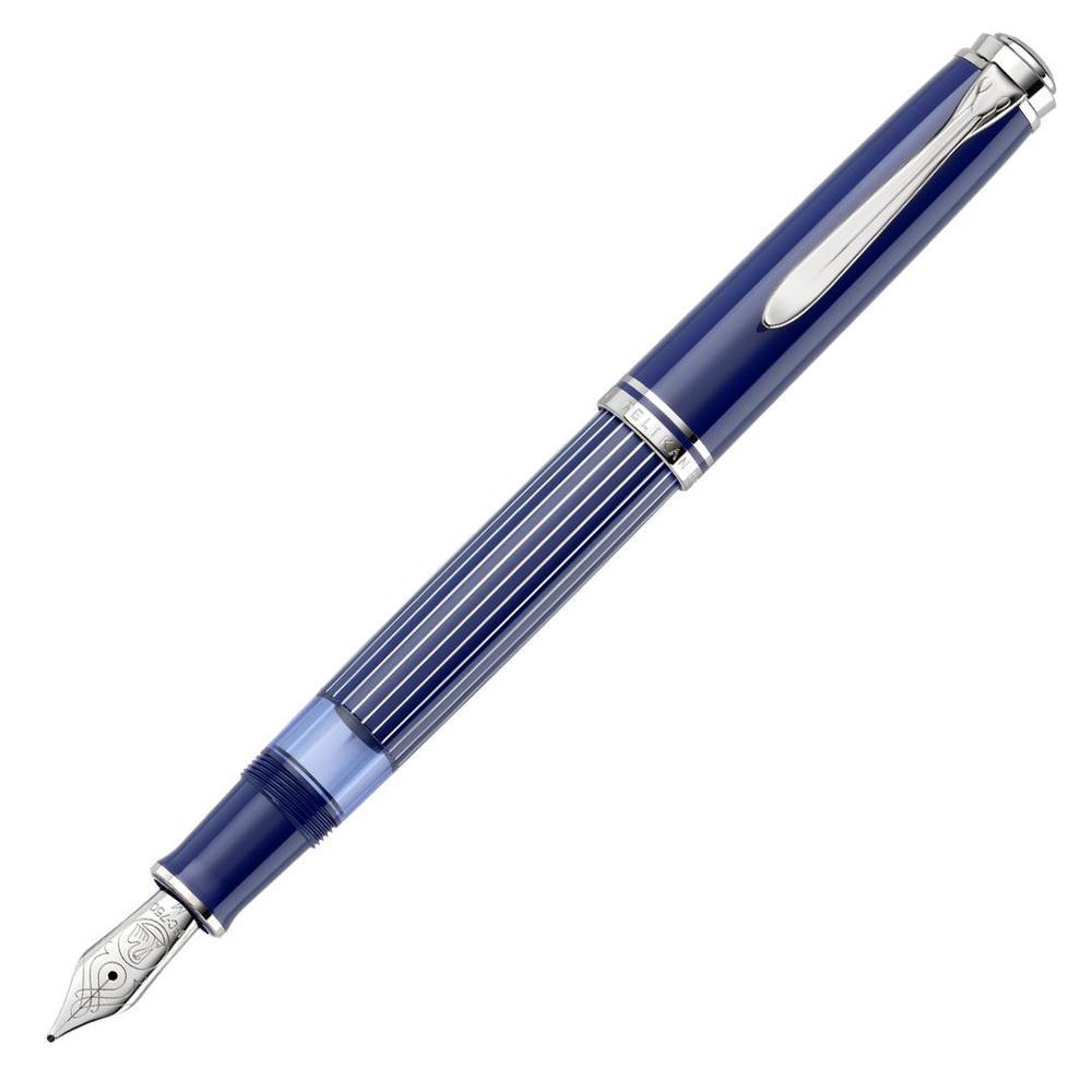 Pelikan Souverän M815 Metal Striped Blue Fountain Pen - Special Edition (2025) | Premium Writing Instrument for Collectors, Professionals & Gift Giving