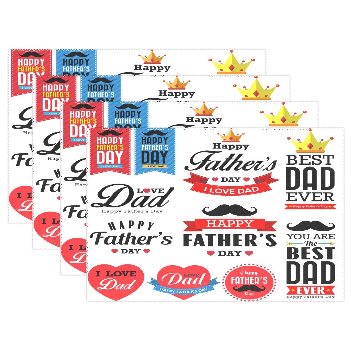 Vintage Retro Heat Resistant Non-Slip Placemats - Set of 4 Washable Crossweave Woven Table Mats for Dining & Kitchen Decor - Perfect for Father's Day Gifts, Holiday Dinners & Family Gatherings