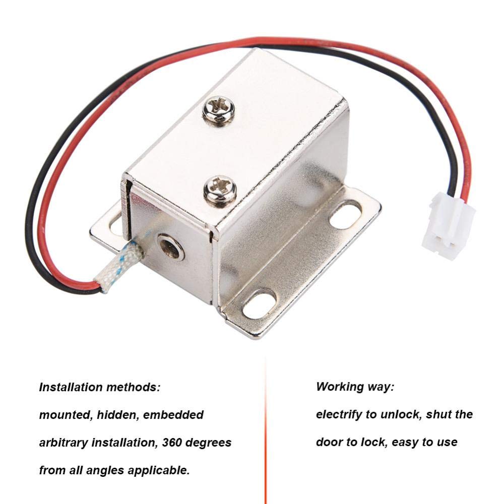 12V DC Mini Electromagnetic Solenoid Lock - Secure Cabinet & Drawer Safety Lock for Home & Office Access Control | Ideal for Doors, Cabinets, Drawers & Smart Security Systems