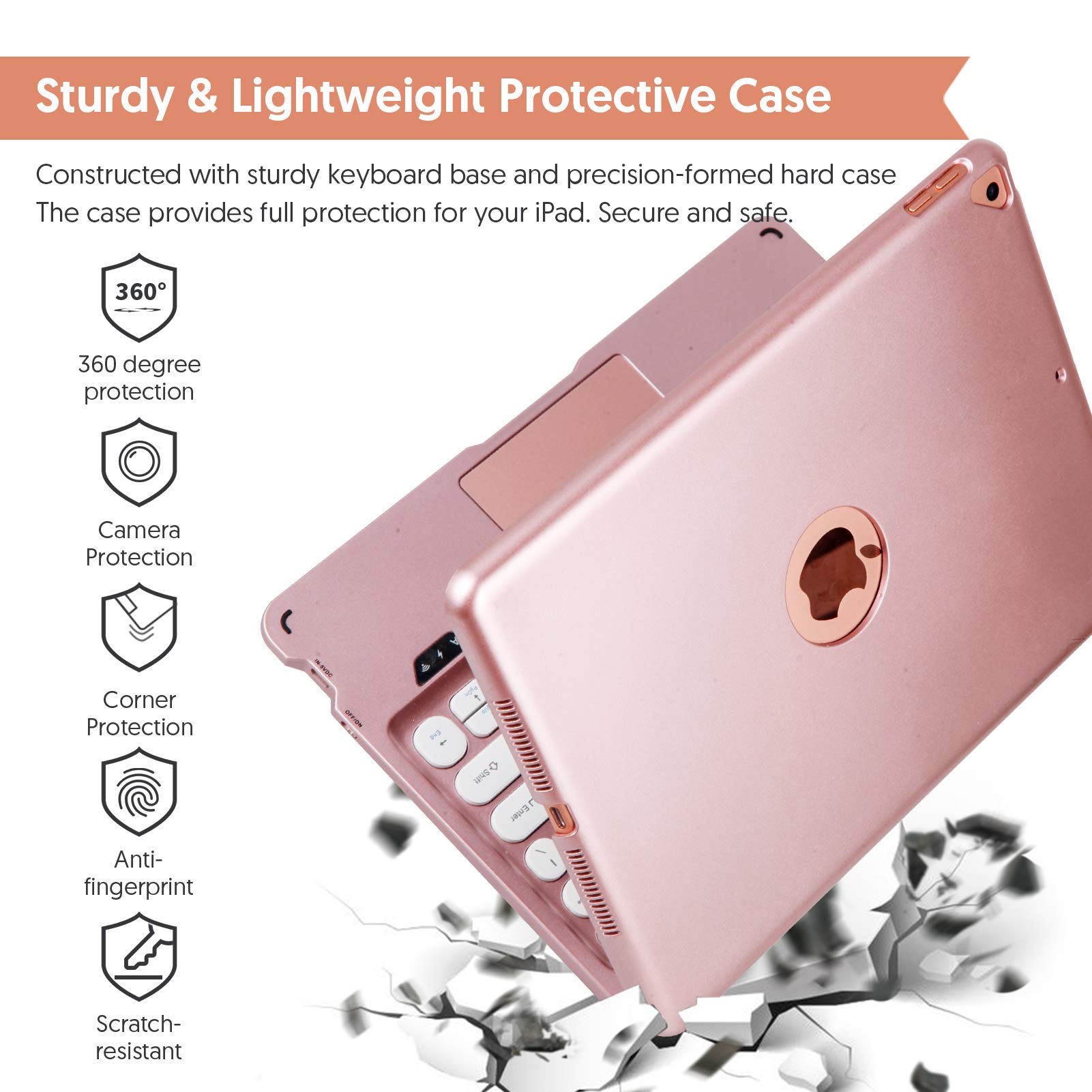 Bluetooth Keyboard Case with Touchpad for iPad 9th/8th/7th Gen, iPad Air 3rd & iPad Pro 10.5