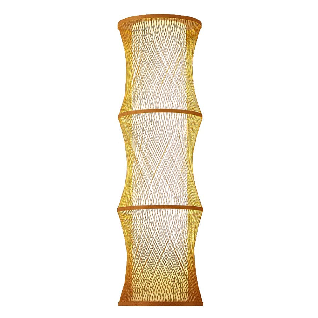 Modern Bamboo Floor Lamp with Fabric Shade - Handmade Standing Lamp for Living Room, Bedroom & Office - Tall Corner Lamp 39.9in/100cm - Perfect for Reading Nook, Lounge Area & Home Decor