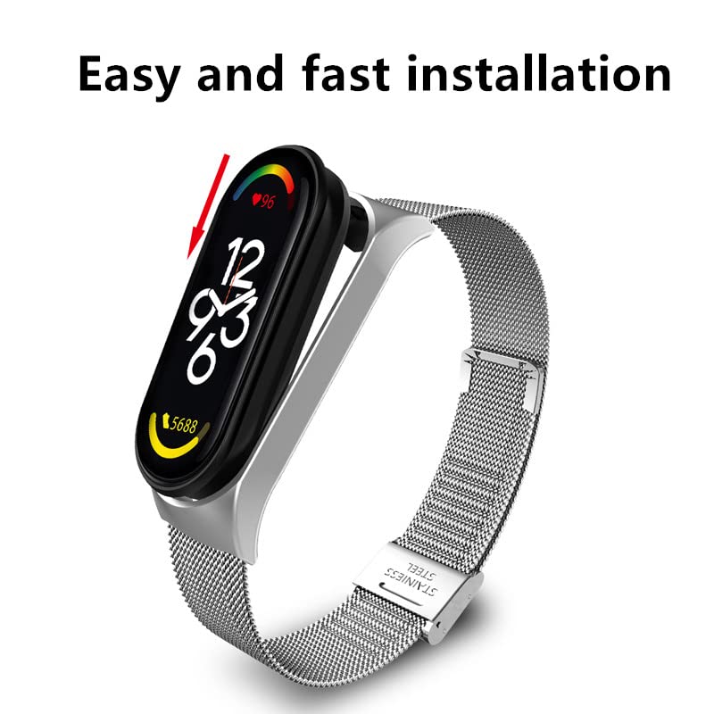 Premium Metal Replacement Band Compatible with Xiaomi Mi Band 7 - Durable Stainless Steel Bracelet Strap for Mi Band 7 Smartwatch | Perfect for Workouts, Office Wear & Everyday Use