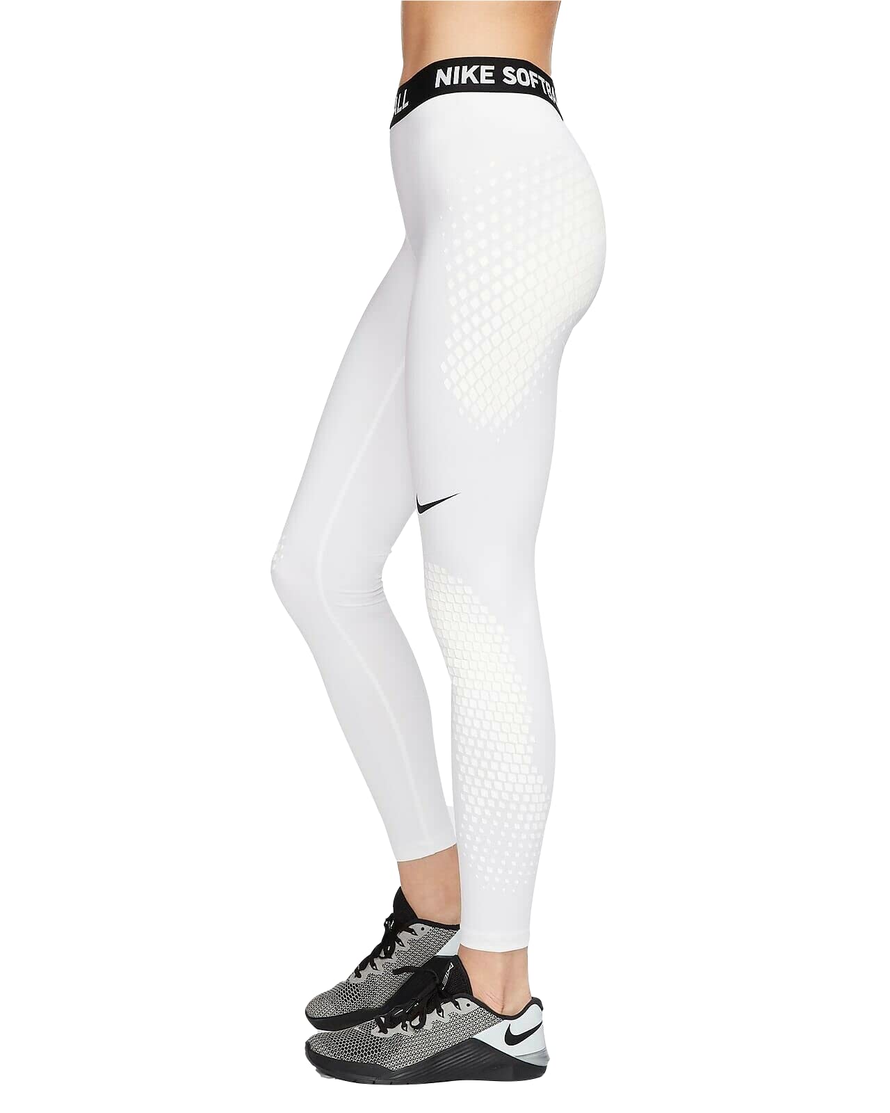 Nike Women's Dri-FIT Vapor Softball Training Slider Tights - White & Black - Size Small - Moisture-Wicking Workout Leggings for Running, Yoga & Gym
