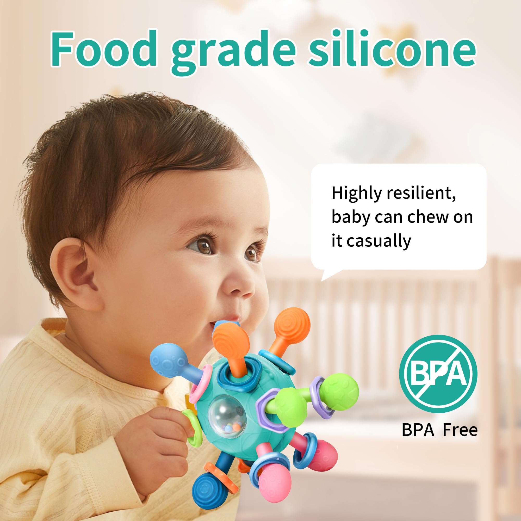 Montessori Baby Teething Toys for 0-12 Months - BPA Free Sensory Chew Toys for Infants & Toddlers (0-18 Months) - Developmental Learning Rattle Toys - Perfect Baby Shower Gift for Boys & Girls - Ideal for Soothing Gums, Sensory Play & Early Education