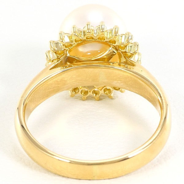 18K Yellow Gold Pearl Diamond Ring for Women - Elegant Bridal Jewelry, Anniversary Gift, Engagement Ring for Her - Perfect for Weddings, Proposals & Special Occasions