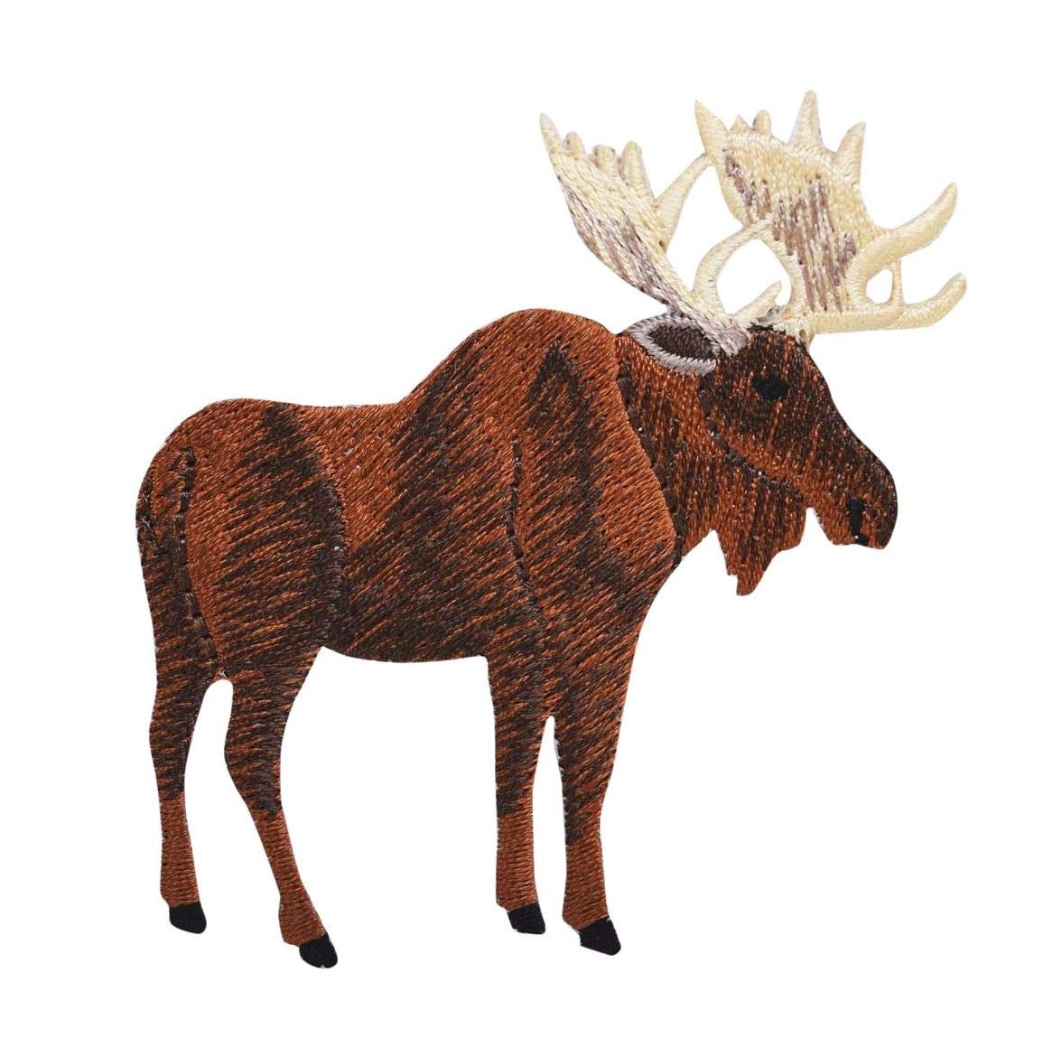 Realistic Moose Embroidered Iron-On Patch - Natural Animal Design for Jackets, Hats & Bags - DIY Sewing & Crafting Supplies for Outdoor Enthusiasts