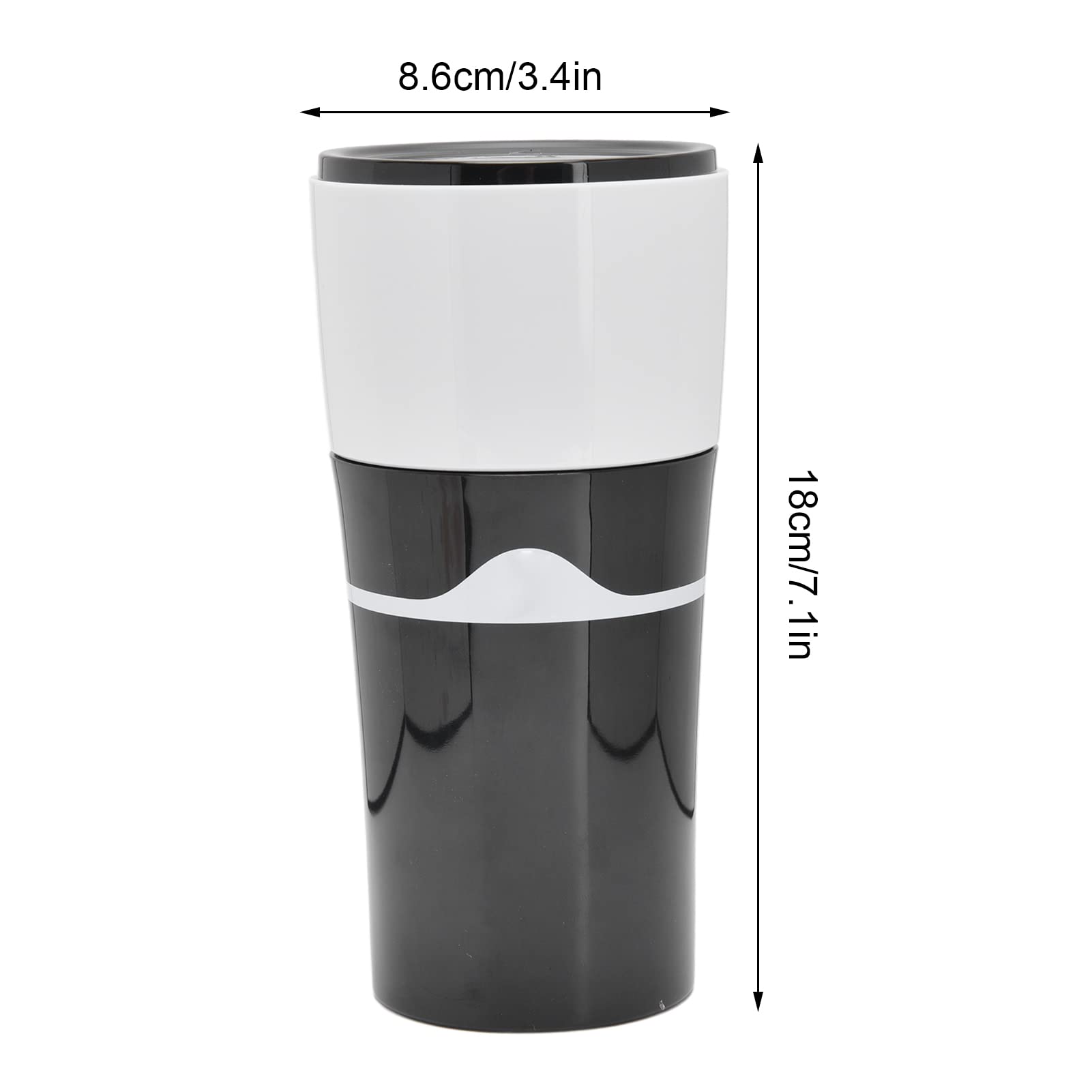 Portable Drip Coffee Maker for K-Cup Pods - 450ml Travel Coffee Machine with PP Material, Compact & Lightweight for Home, Office, Camping (Black & White)