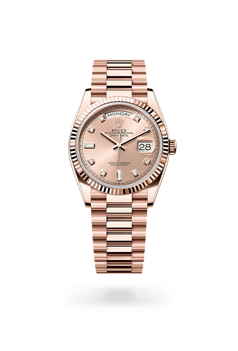 Rolex Day Date 36 Watch - 18kt Everose Gold, Model M128235-0009 | Luxury Men's Watch for Business & Formal Occasions | Richter & Phillips Jewelers