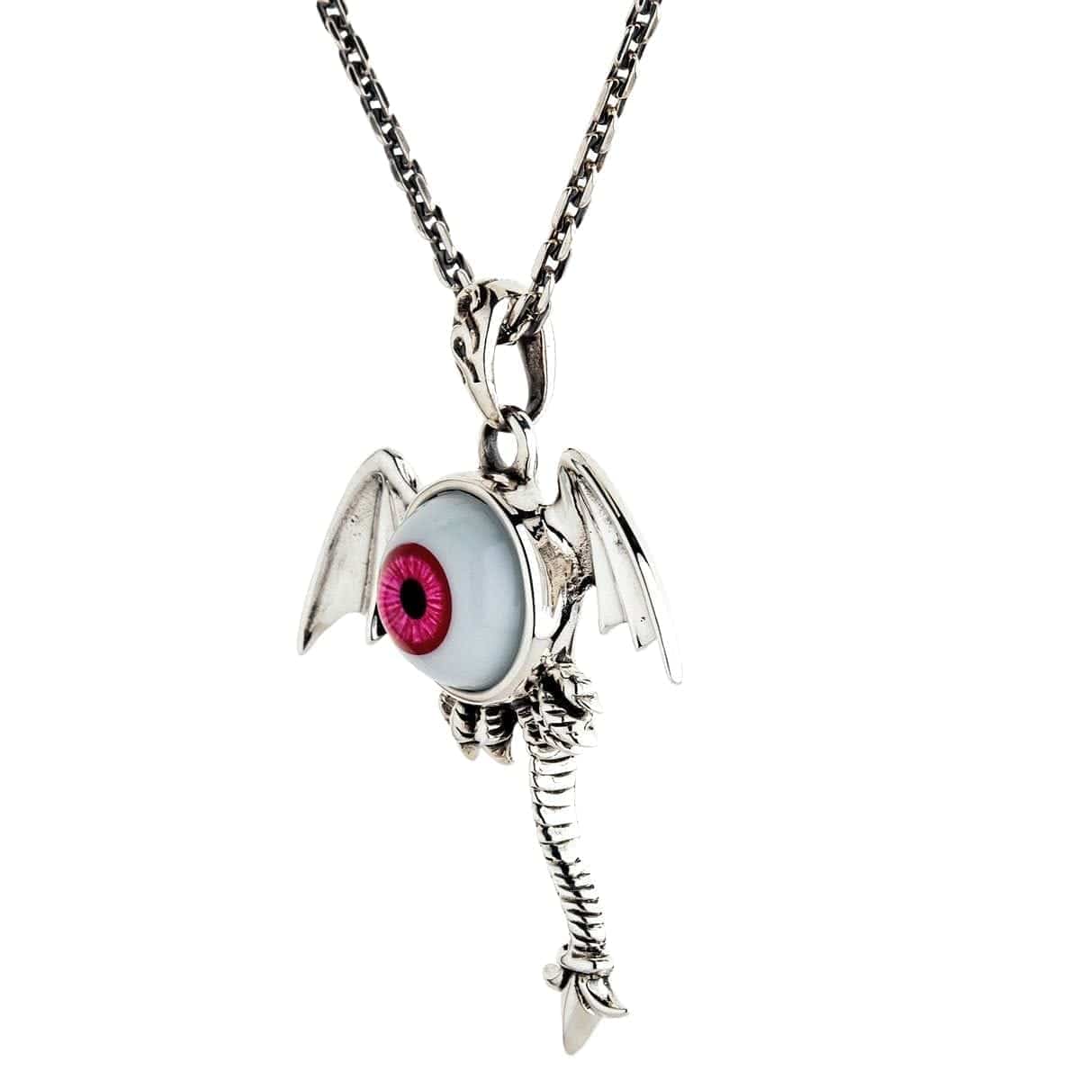 Evil Eye Gothic Wings Sterling Silver Pendant Necklace for Women - Protection Jewelry for Wicca, Gothic Fashion & Spiritual Gift