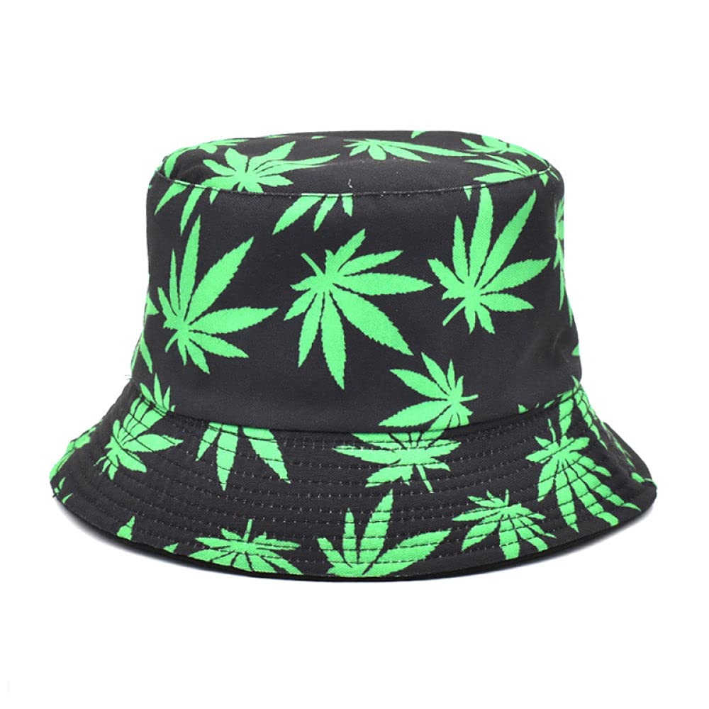 YUHOOE Women's Cotton Bucket Hat - Fashionable Foldable Fisherman Cap with Marijuana Leaf Design | Perfect for Outdoor Activities, Beach, Music Festivals & Summer Fashion