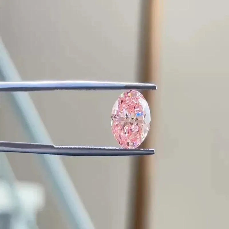 AEAW 6ct Fancy Oval Cut Pink CVD Lab Grown Loose Diamond - DEF VS VVS for Engagement Rings & Fine Jewelry