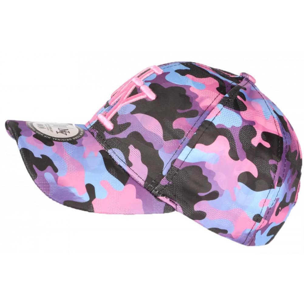 Hip Hop Honor NY Camouflage Pink & Blue Military Style Baseball Cap for Men - One Size Fits All - Perfect for Streetwear, Urban Fashion & Hip Hop Events