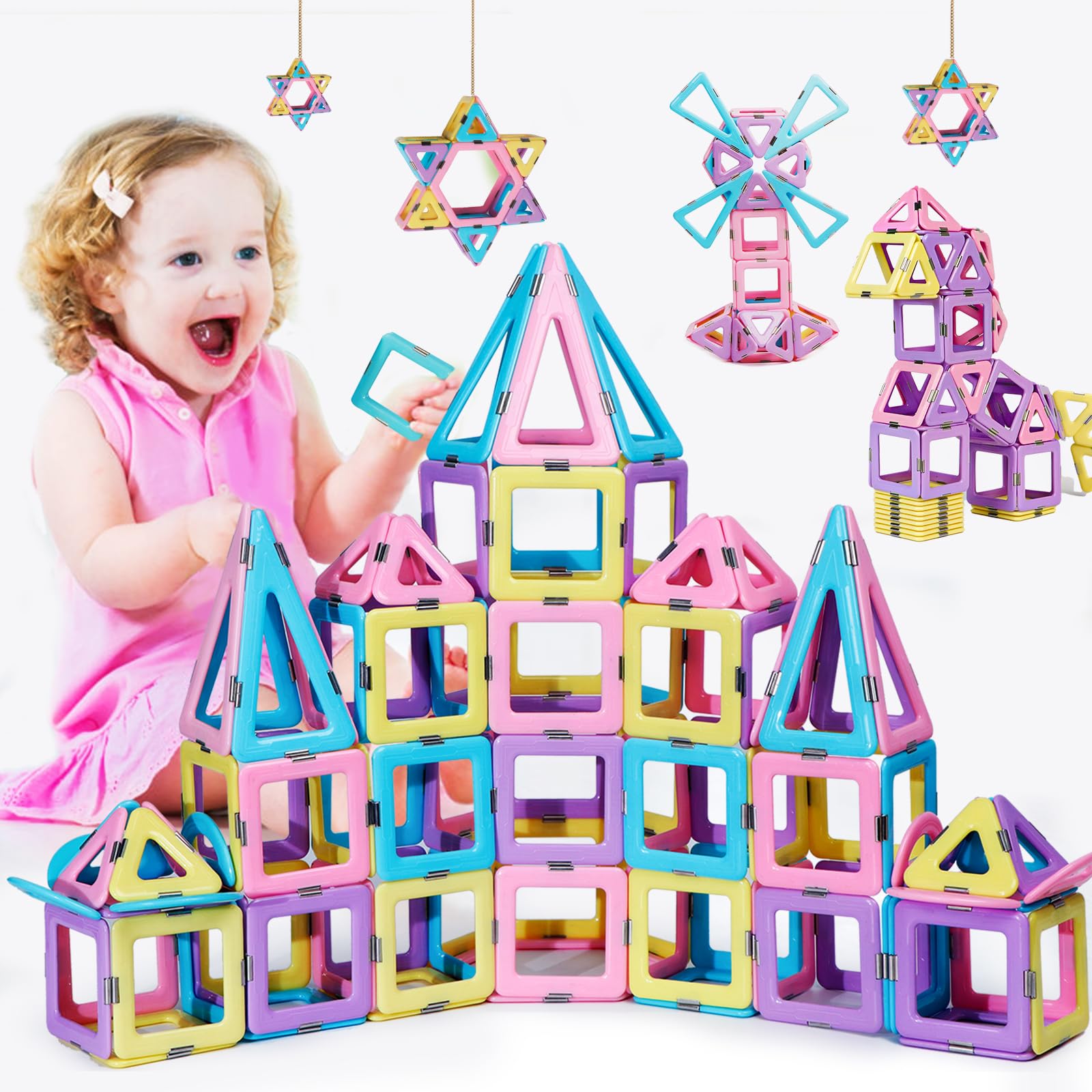 80pcs Magnetic Building Blocks Set - STEM Educational Toys for Kids Ages 3-7, Creative 3D Construction Kit with Stacking Tiles | Montessori Learning Toys for Boys & Girls | Perfect for Classroom, Birthday Gifts & Indoor Playtime