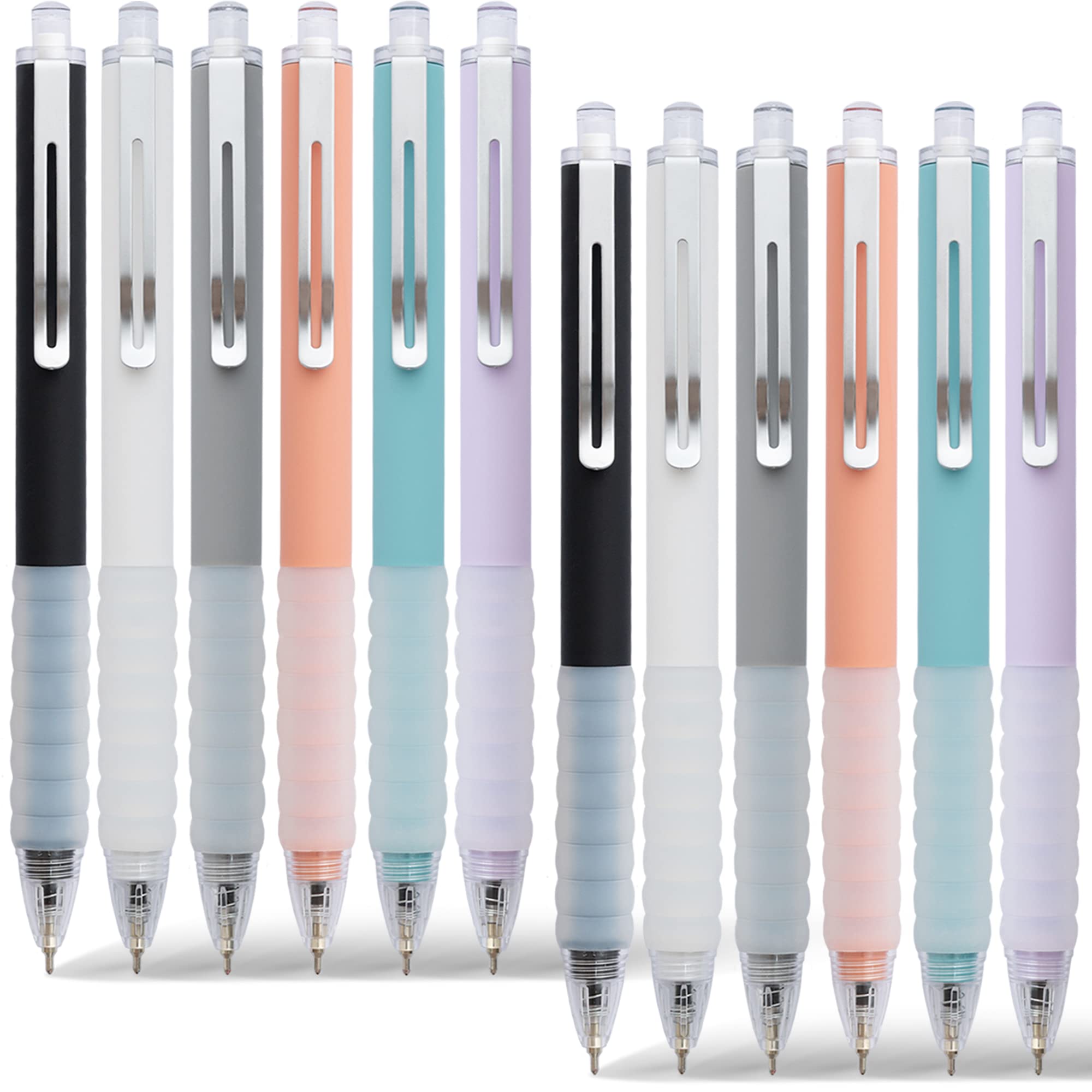 Smooth Writing 0.7mm Black Retractable Ballpoint Pens - 12 Pack of Fine Point Office Pens for Journaling, Note Taking & Everyday Use - Ideal for Work, School & Home Office Supplies