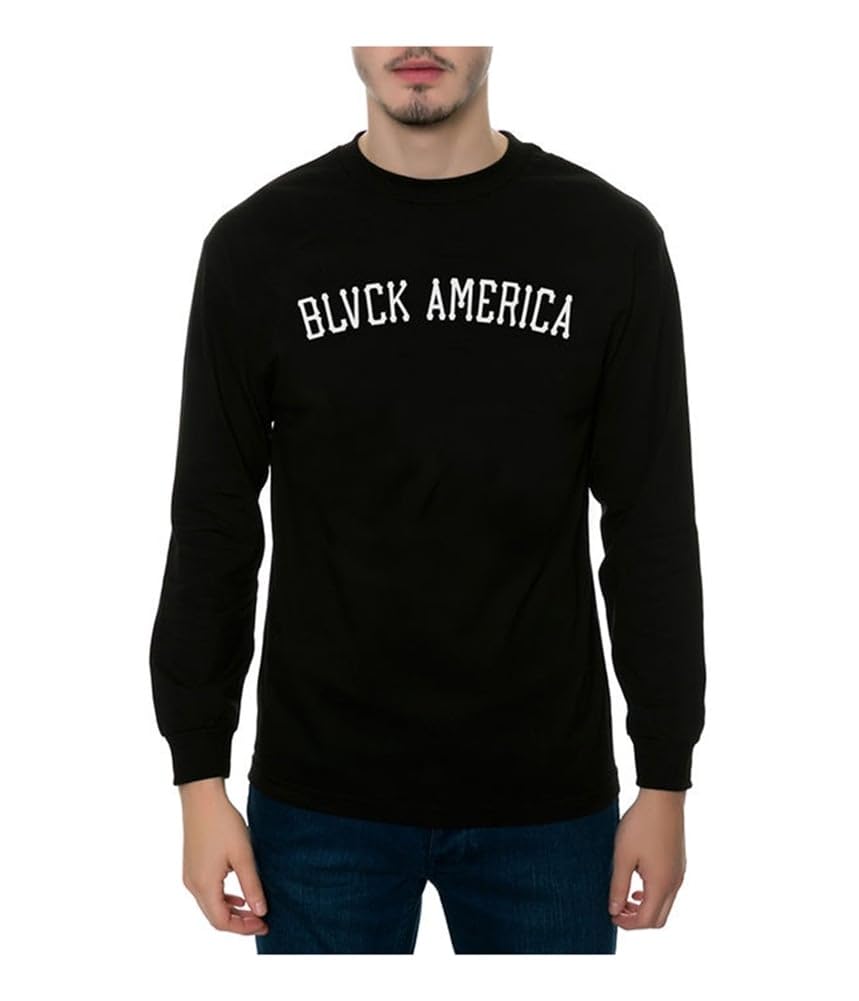 BLVCK America Long Sleeve Graphic T-Shirt for Men - Black XX-Large | Streetwear Fashion & Casual Outfit Essential
