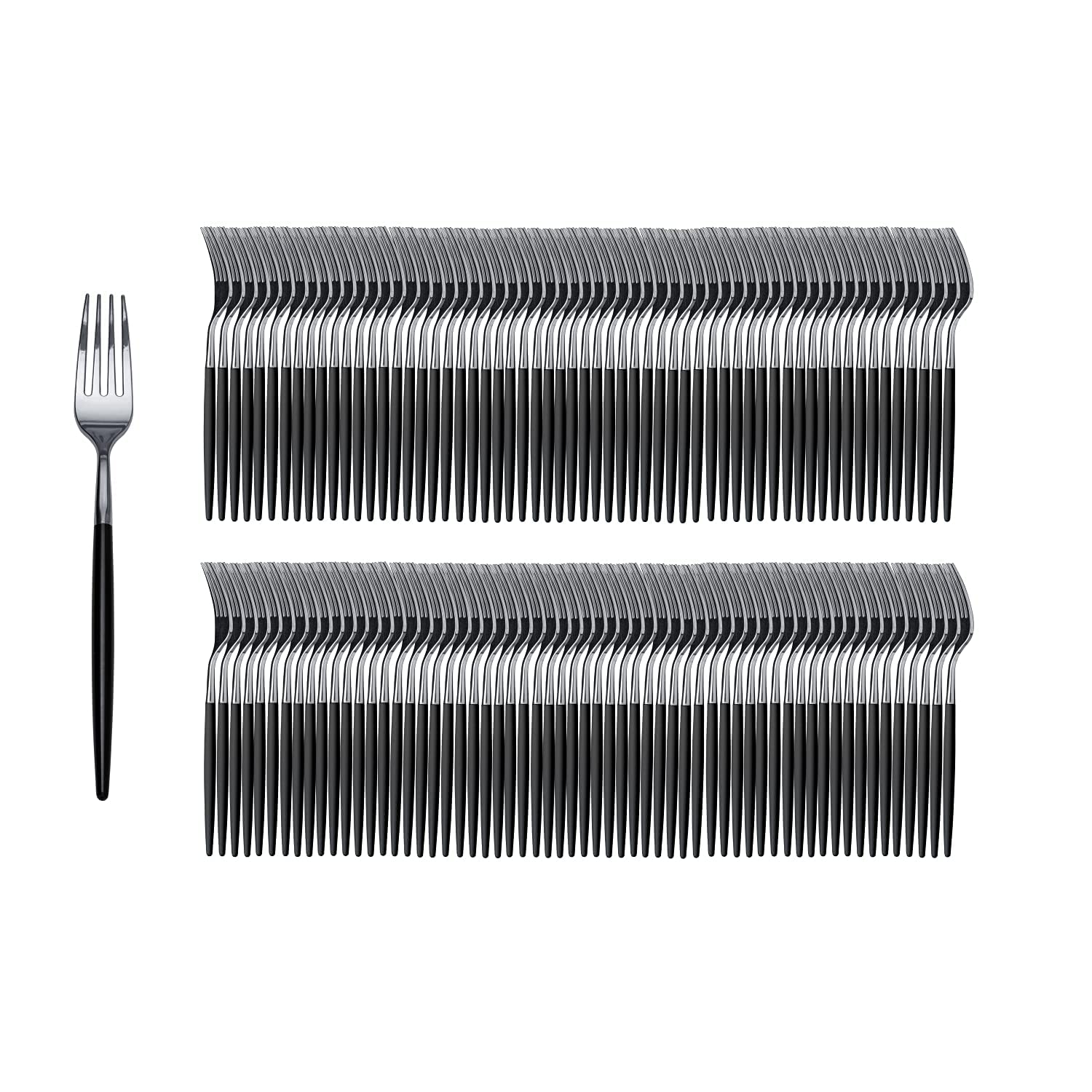 Trendables 120 Pack Heavy Duty Disposable Plastic Forks - Elegant Black & Gold Two-Tone Silverware for Weddings, Parties, Catering & Events - Perfect for Outdoor Dining, Picnics & Special Occasions