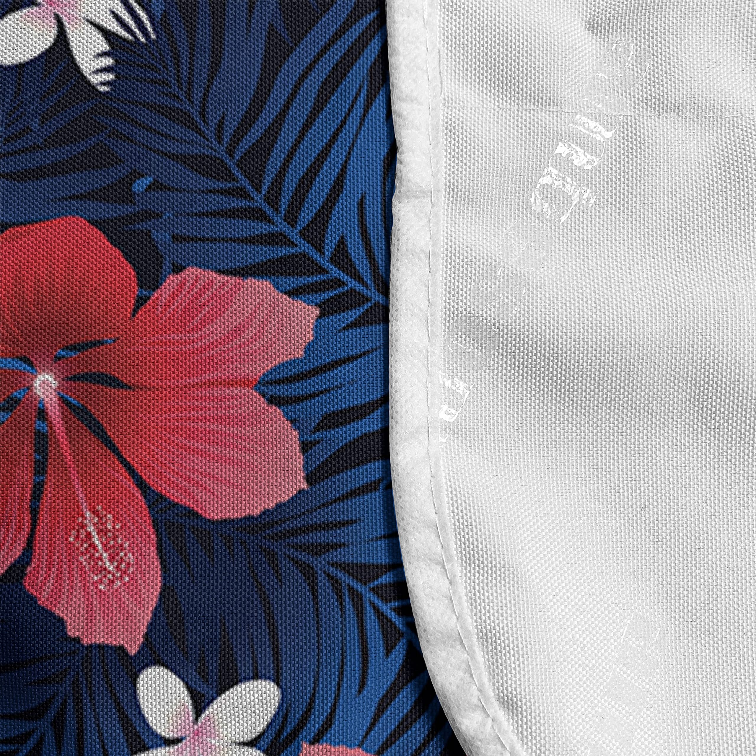 Ambesonne Navy and Blush Microwave Cover - Exotic Hawaiian Hibiscus Plumeria Floral Pattern, Water-Resistant Kitchen Organizer with Pockets, 36
