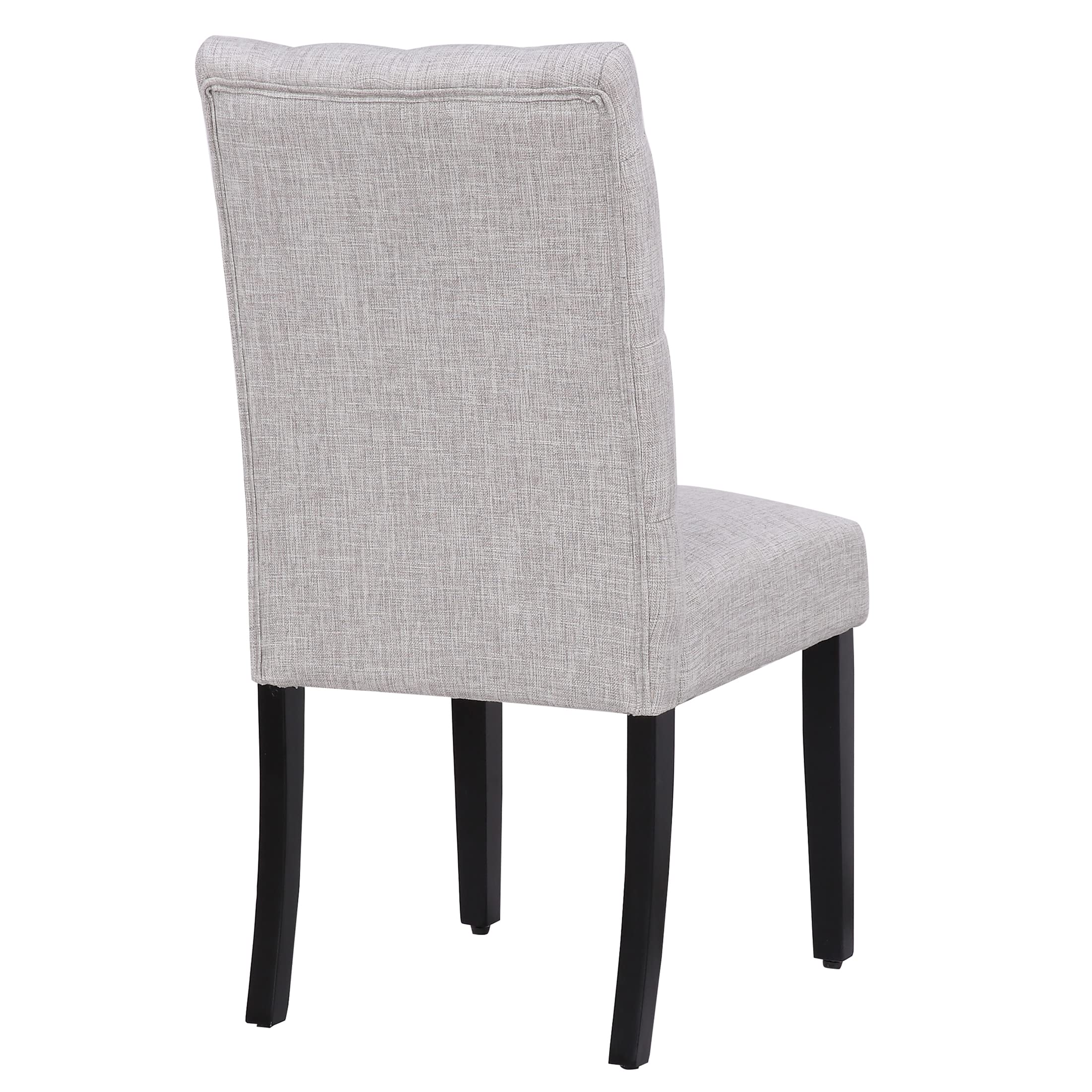 WestinTrends Hayes Tufted Dining Chairs Set of 2 - Linen Upholstered Kitchen & Dining Room Chairs with Solid Wood Legs, Light Gray - Perfect for Modern Farmhouse, Breakfast Nook & Formal Dining Room Decor