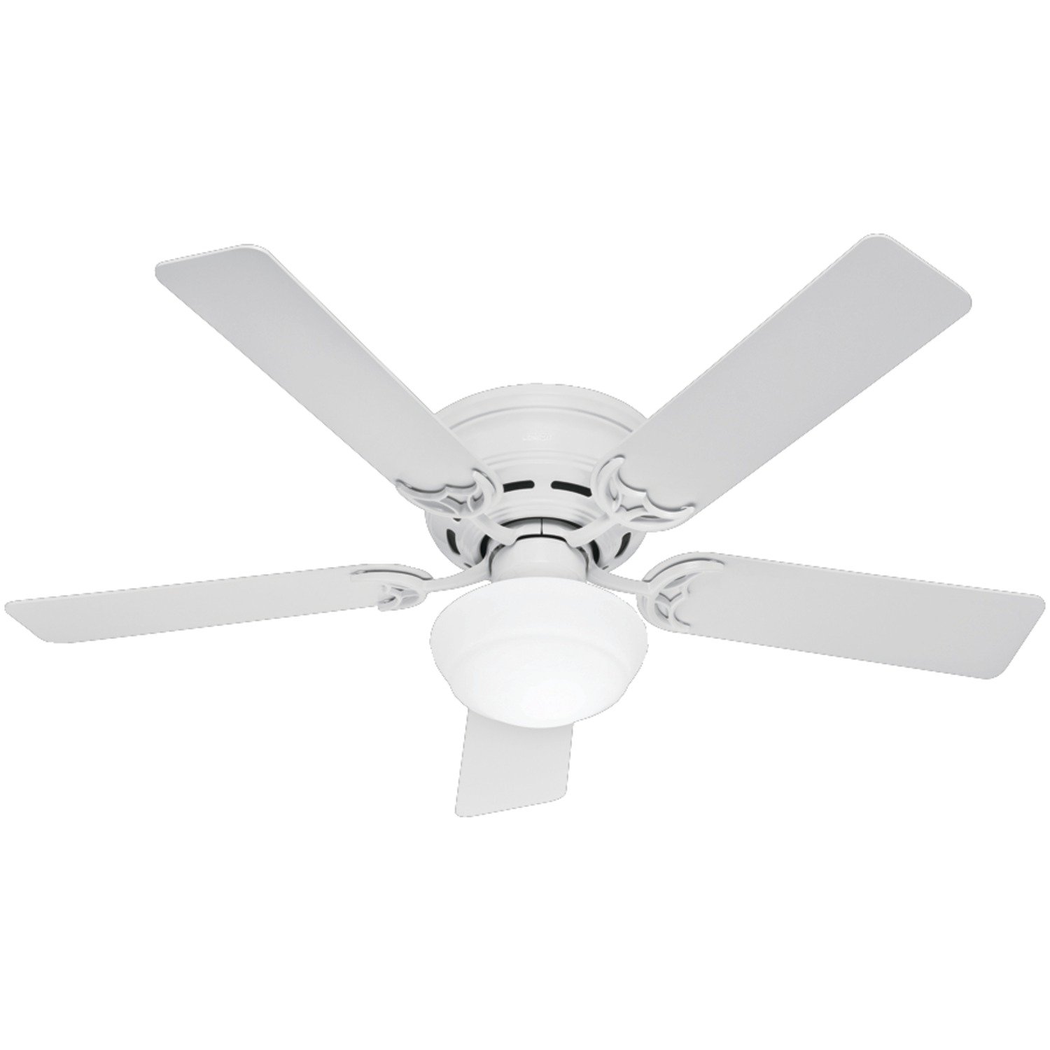 Hunter Indoor Low Profile III Plus Ceiling Fan with Light Kit & Pull Chain - Modern Flush Mount Design for Bedroom, Living Room & Office - Energy Efficient Quiet DC Motor Cooling Fan