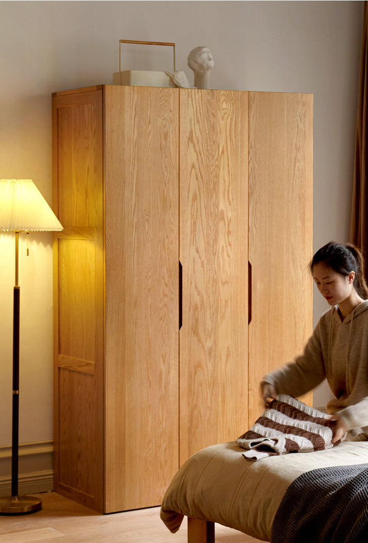 Solid Oak Wood Wardrobe - Premium Quality, Spacious Storage for Bedroom, Closet & Home Organization