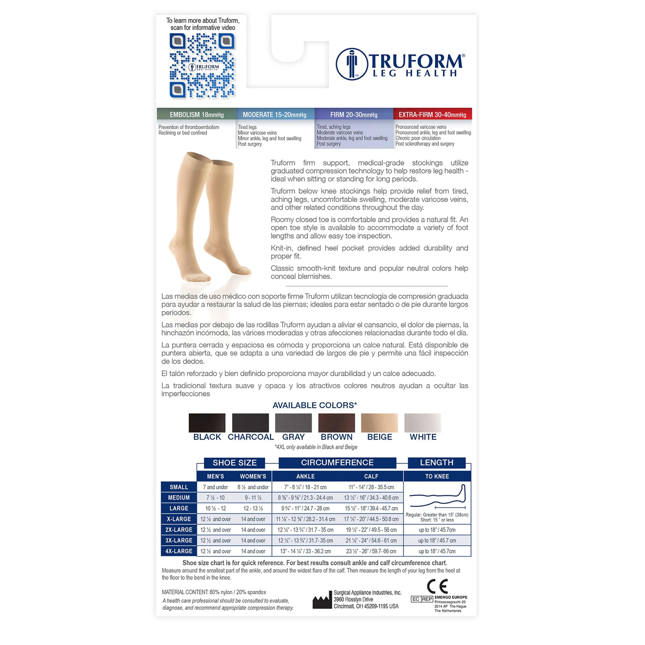 Truform 20-30 mmHg Compression Socks for Men & Women - Knee High Support Stockings, Closed Toe, Black (Small, 2-Pack) - Ideal for Travel, Varicose Veins & Circulation Support