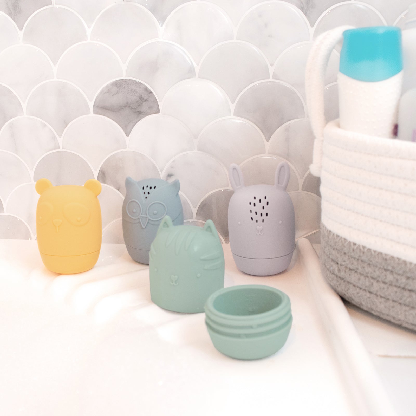 Non-Toxic Silicone Bath Toys for Toddlers - 4 Pack Fun Animal Shaped Bath Buddies - Perfect for Baby Bath Time, Sensory Play & Learning Colors