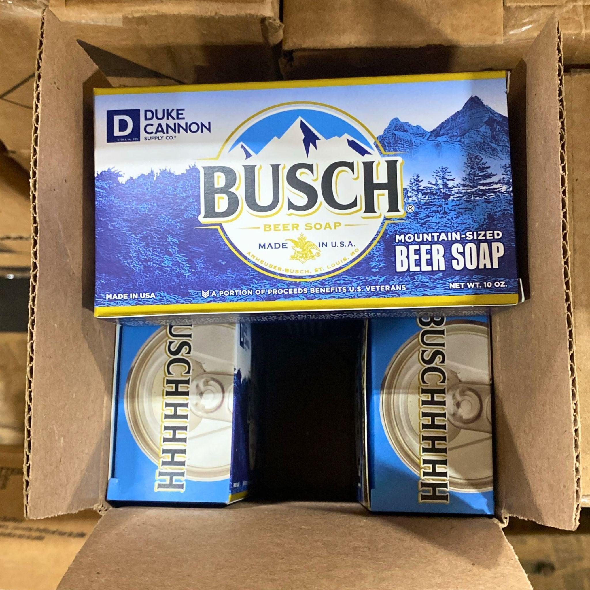 Duke Cannon Supply Co. Busch Beer Scented Bar Soap - 10 oz (70-Piece Bulk Pack) - Perfect for Men's Grooming, Camping, and Outdoor Adventures