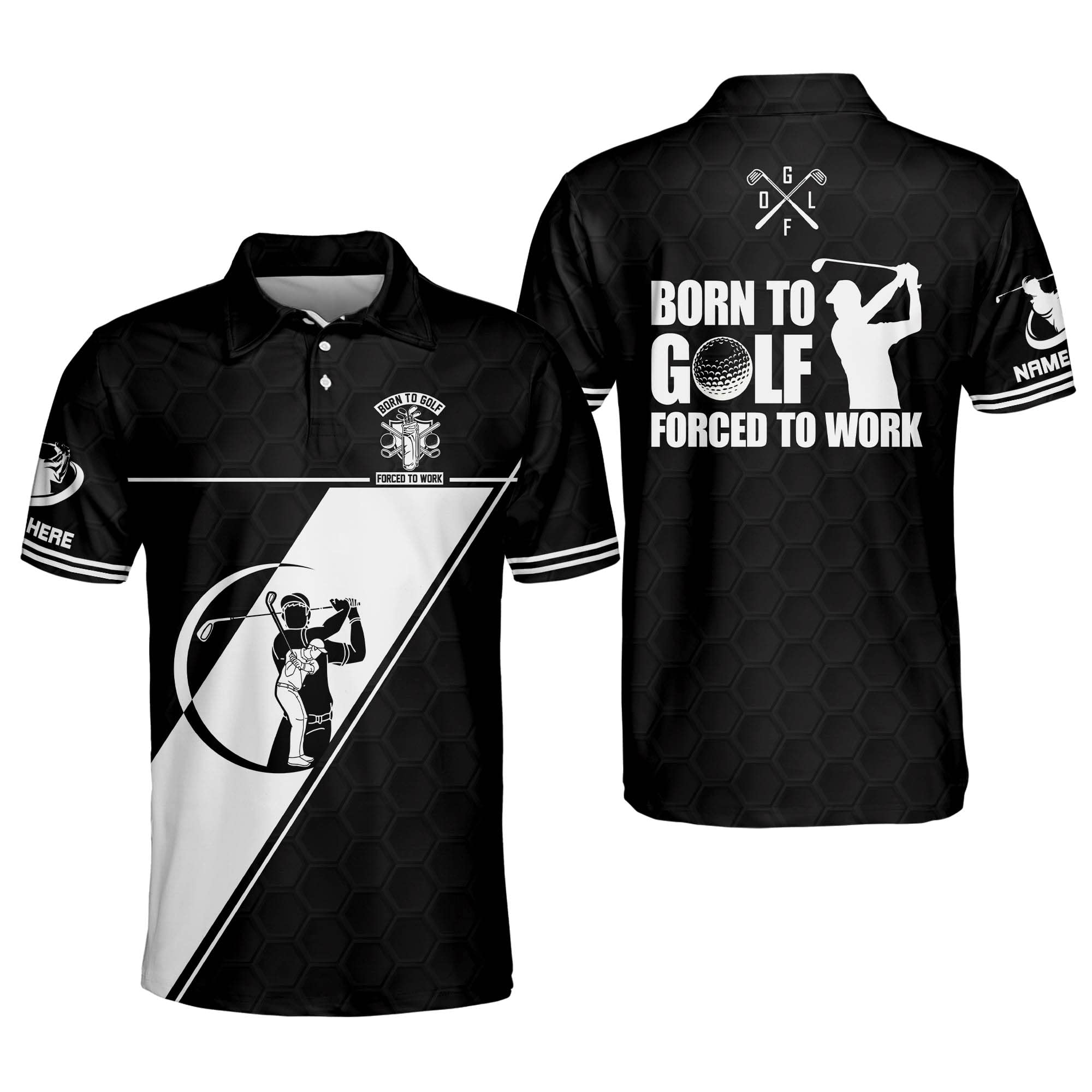 LASFOUR Personalized Funny Golf Shirts for Men - Moisture Wicking Dry Fit Sport Polo Shirts - Custom Golf Apparel for Casual & Tournament Play