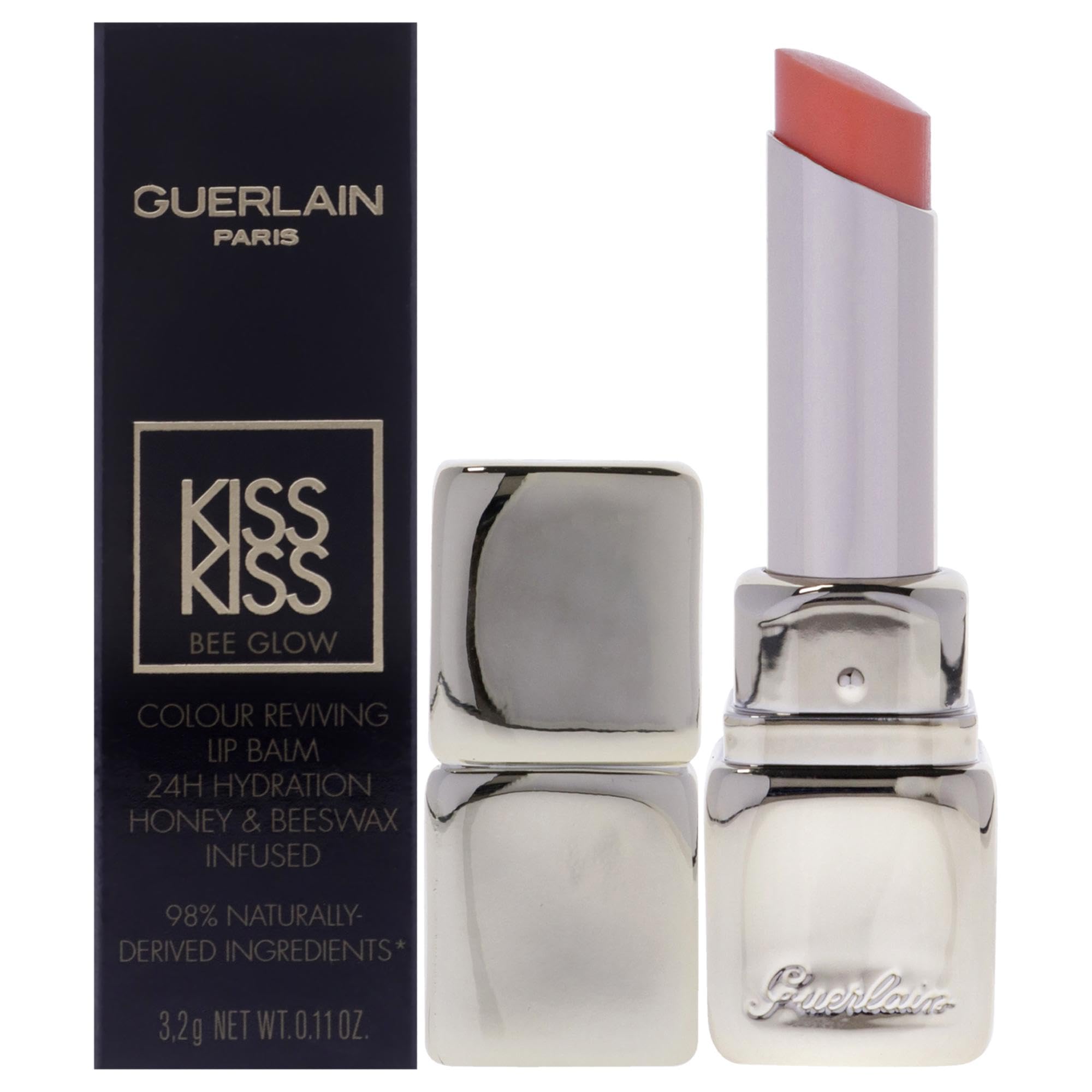 Guerlain Kiss Kiss Bee Glow Lip Balm - 319 Peach Glow Hydrating & Shiny Lip Care for Women (0.11 oz) - Perfect for Daily Moisturizing & Natural Makeup Looks