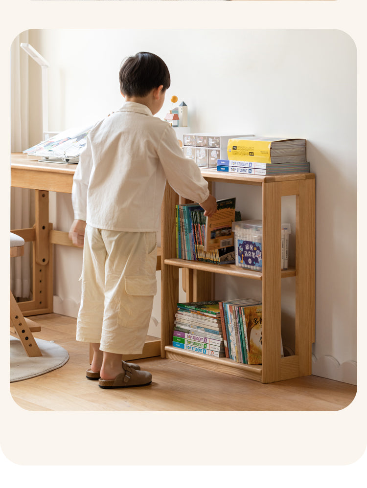 Solid Wood Kids Bookshelf - Oak & Beech Toy Storage Organizer for Bedroom, Playroom & Nursery - Durable & Stylish Children's Furniture