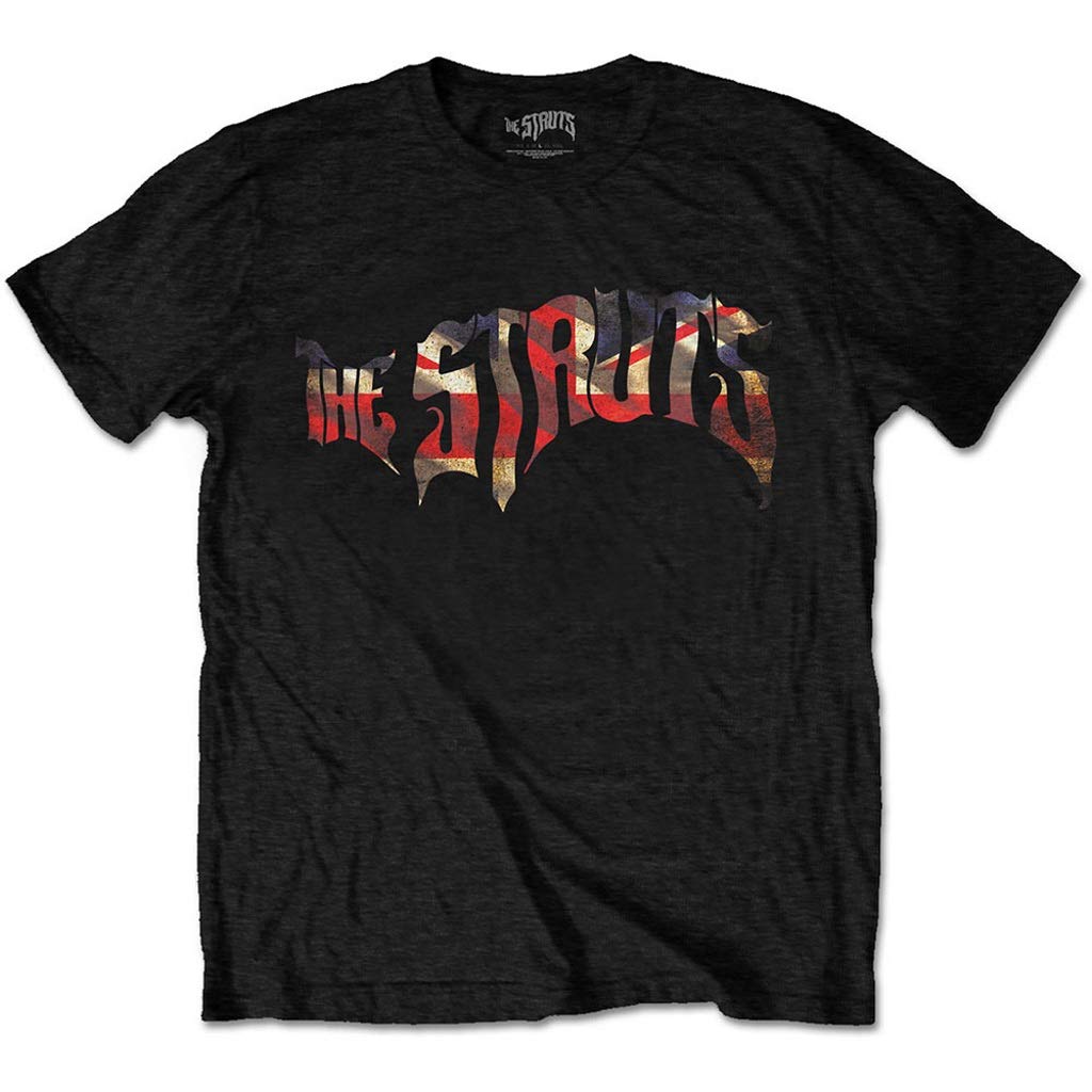 Struts Union Jack Logo Black T-Shirt - Rock Music Fan Gift