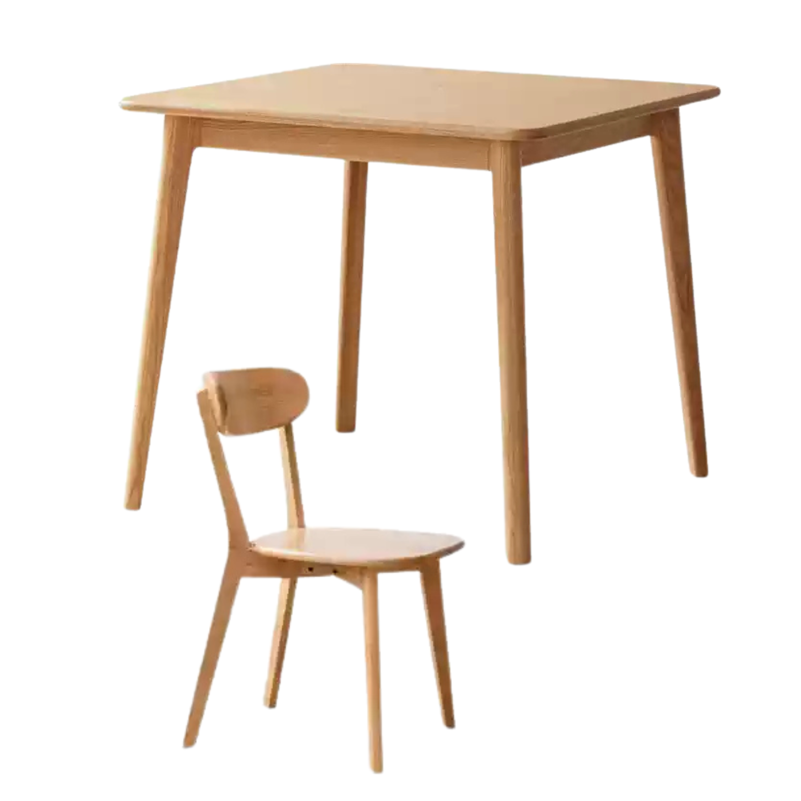 31.4x31.4x29.5 inch / 80x80x75.3cm / Natural wood color / table and four chairs (arc dining chair)