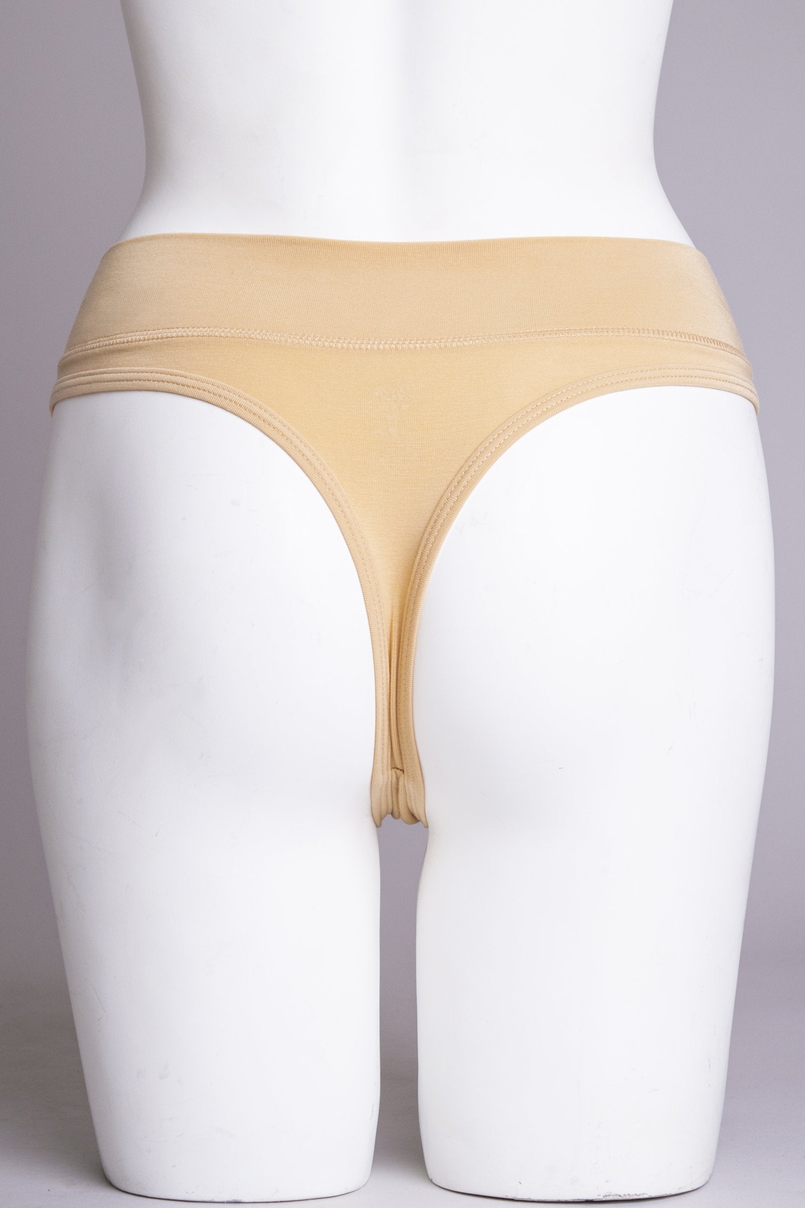 Eco-Friendly Beige Bamboo Thong Underwear - Soft & Breathable for Women - Perfect for Yoga, Lounge & Everyday Comfort