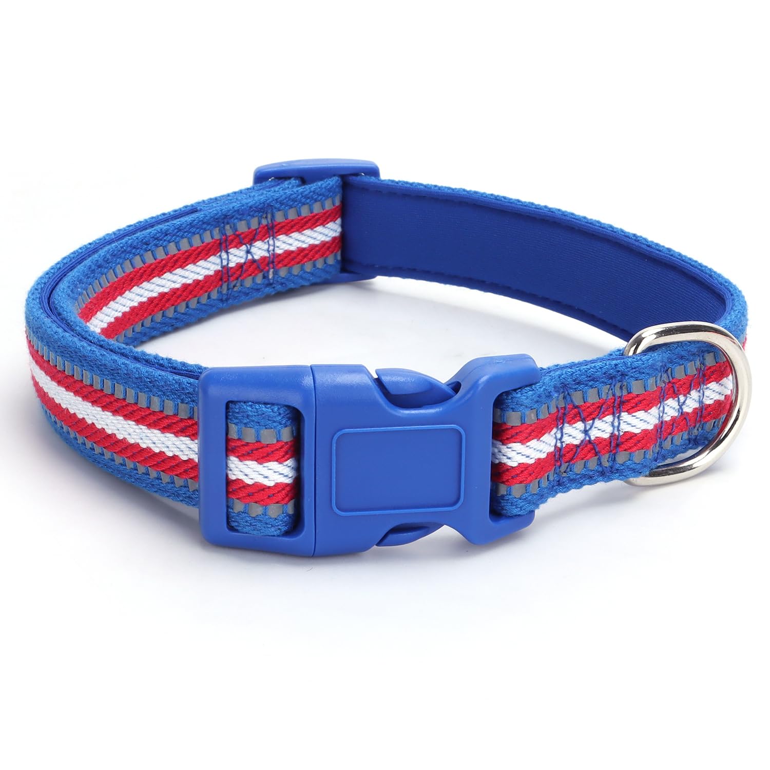 TDTOK Reflective Nylon Dog Collar - Soft Neoprene Padded Pet Collar with Safety Buckle for Small, Medium & Large Dogs | Adjustable Comfort Collar (9.8-23.6 inch Neck) for Indoor & Outdoor Walking, Training & Night Safety