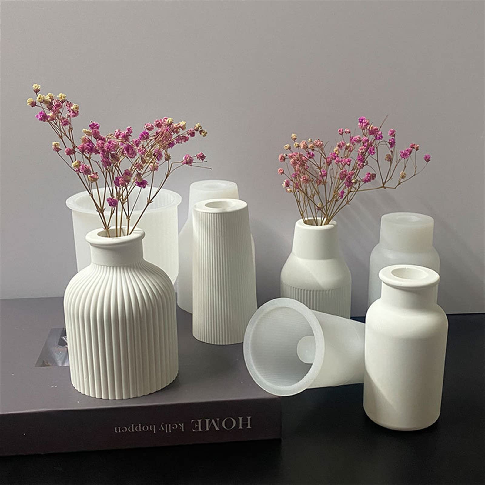 Striped Vase Silicone Mold for Concrete Flower Pots - DIY Succulent Planter, Epoxy Resin Pen Holder & Plaster Cement Crafts - Perfect for Home Decor, Wedding Centerpieces and Gift Making