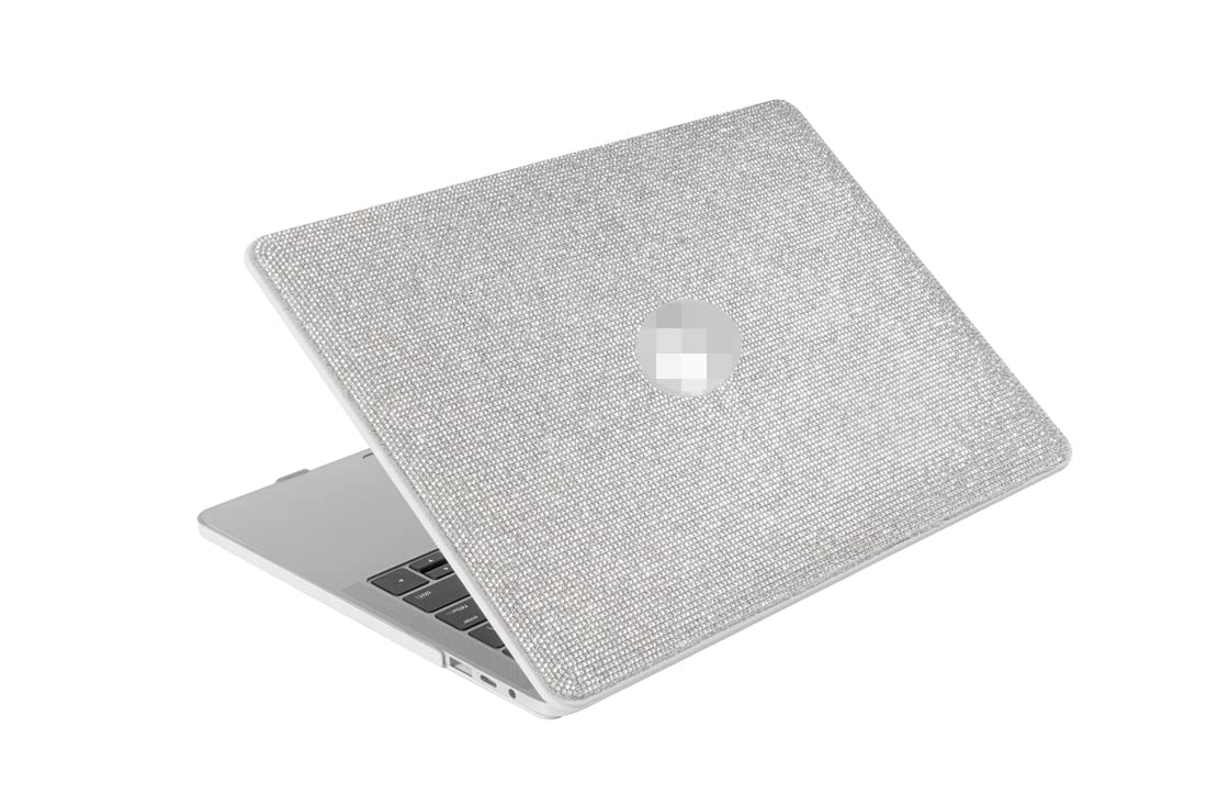 Sparkle Diamond Hard Shell Case for MacBook Air 13 Inch (2018-2020 Models A2179/A1932/A2337) - Glitter Protective Cover with Retina Display & Touch ID Compatibility - Perfect for Work, School & Travel - White